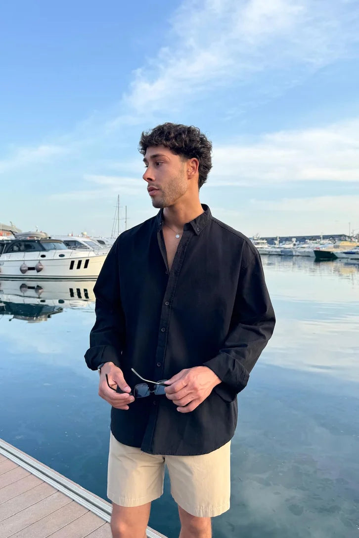 Black Linen Shirt - Comfowear