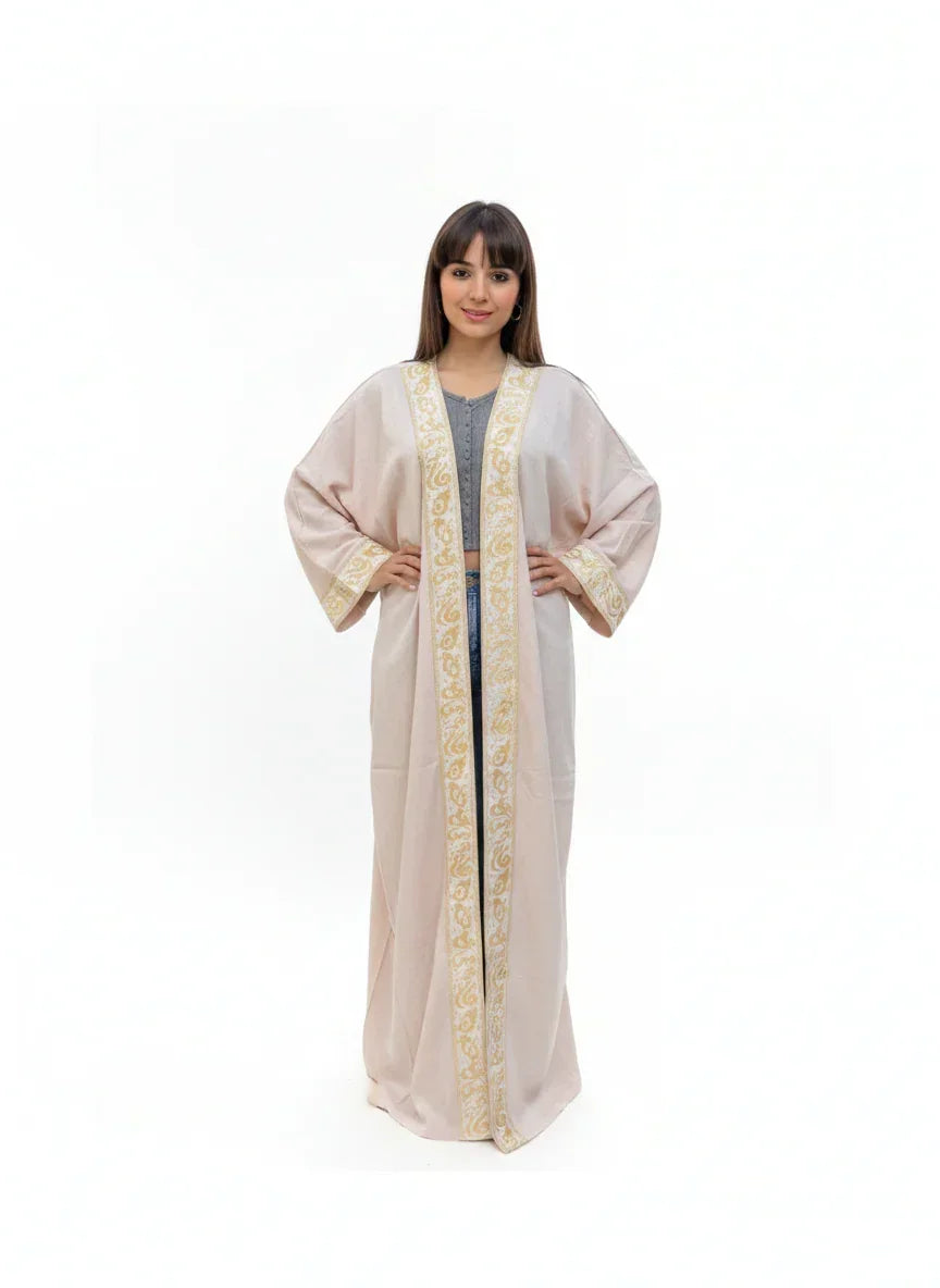 Beige Kaftan with Gold Arabic Letters - Urbantique - Babazzaro