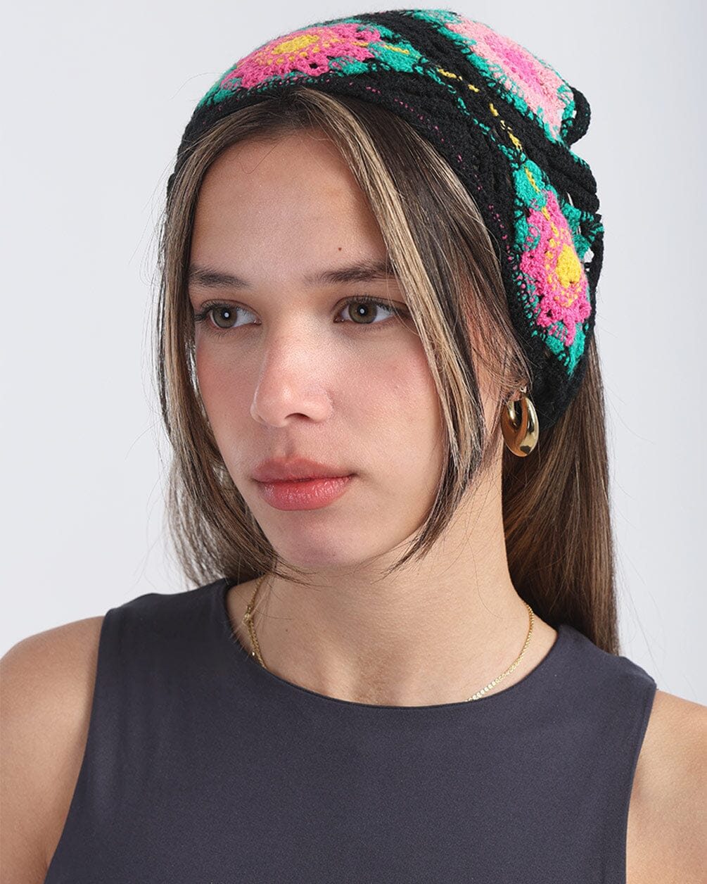 In your shoe - Black Crochet Flower Bandana 1