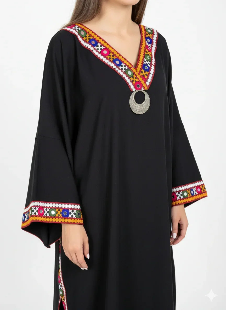 Black Embroidered Abaya - Urbantique - Babazzaro