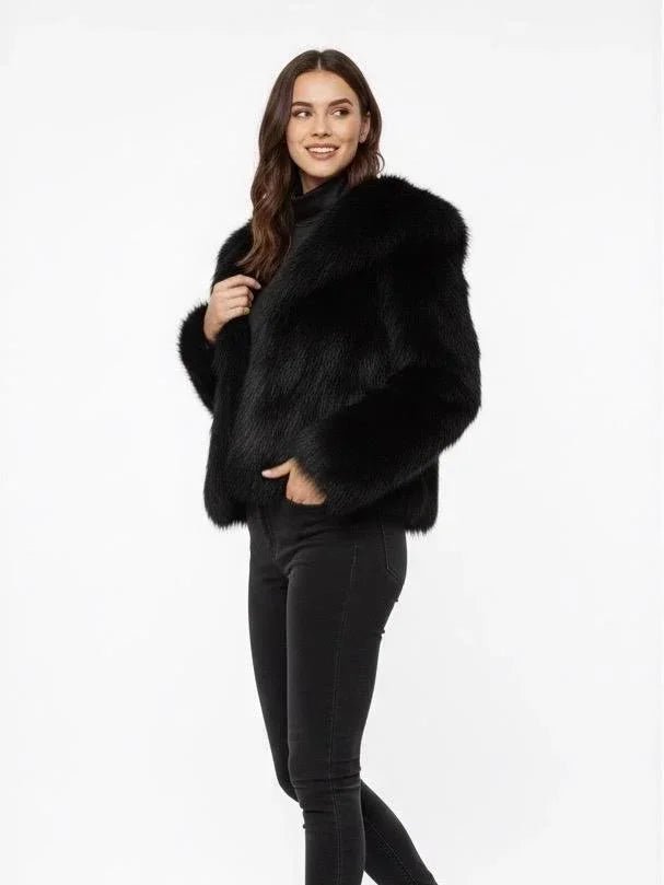 Black Fur Jacket - Mimme Boutiqe - Babazzaro