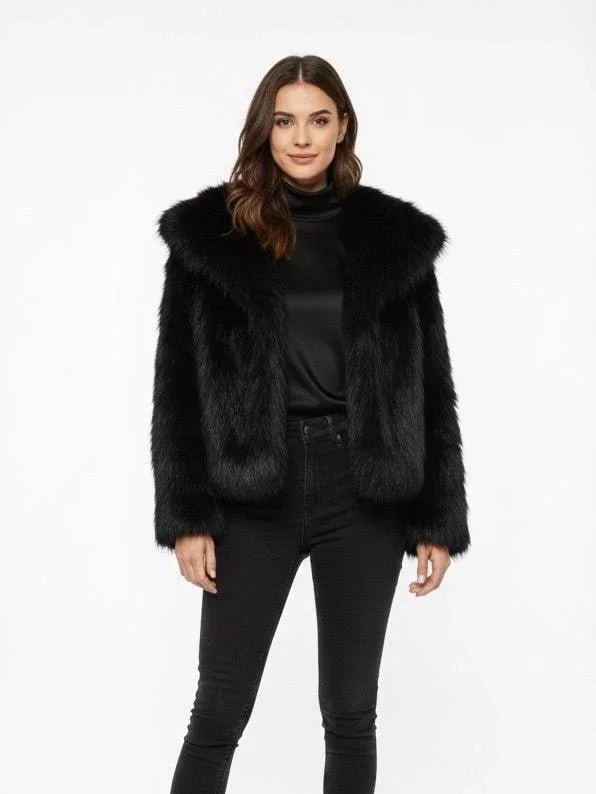 Black Fur Jacket - Mimme Boutiqe - Babazzaro