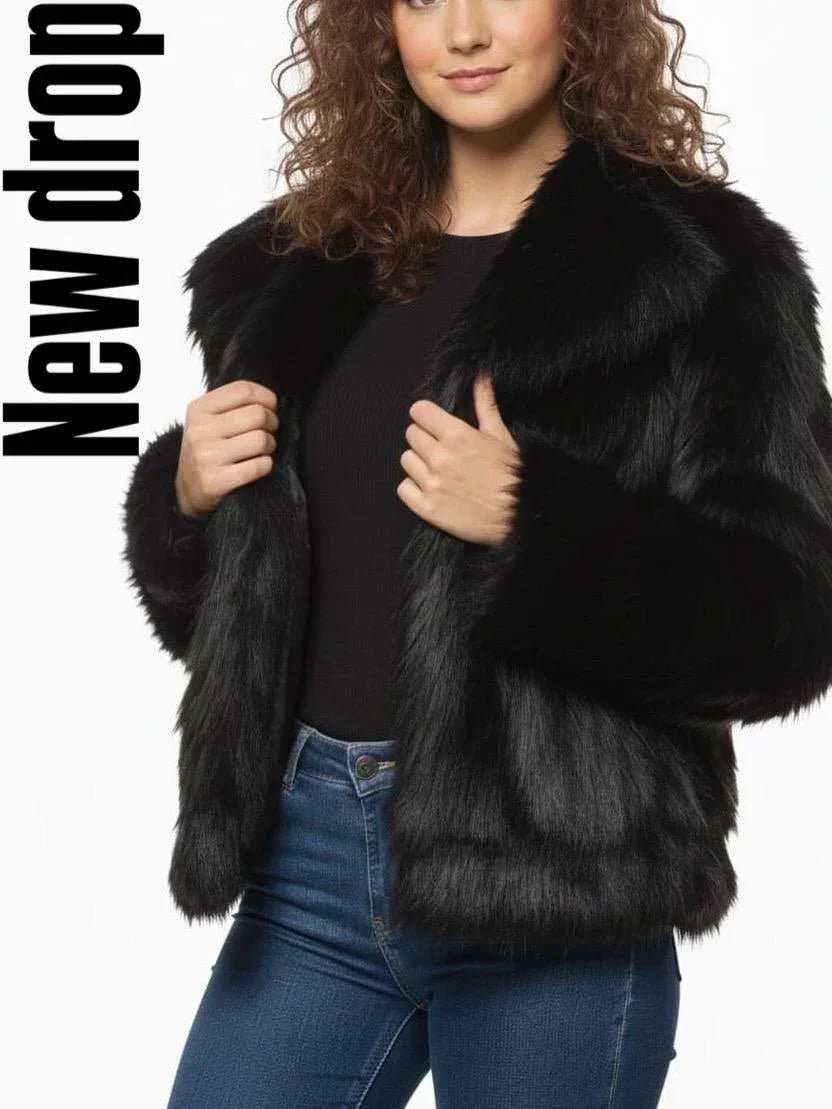 Black Fur Jacket - Mimme Boutiqe - Babazzaro