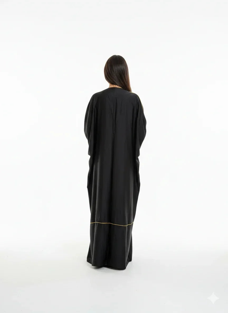 Black Kaftan with Gold Print - Urbantique - Babazzaro