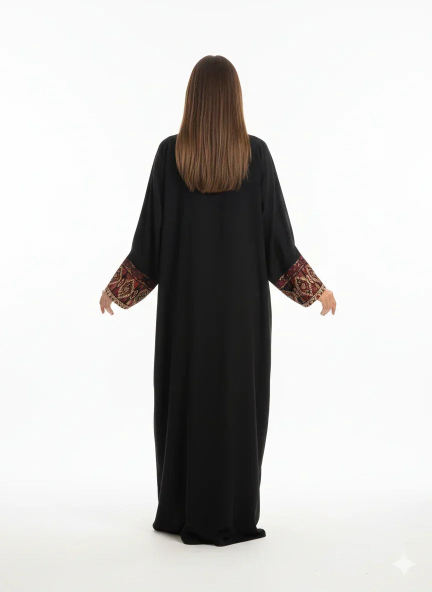 Black Kaftan with Multi - Colored Print - Urbantique - Babazzaro
