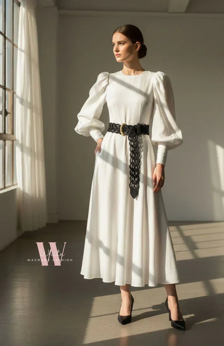 Black Macrame belt - White Fashion - Babazzaro