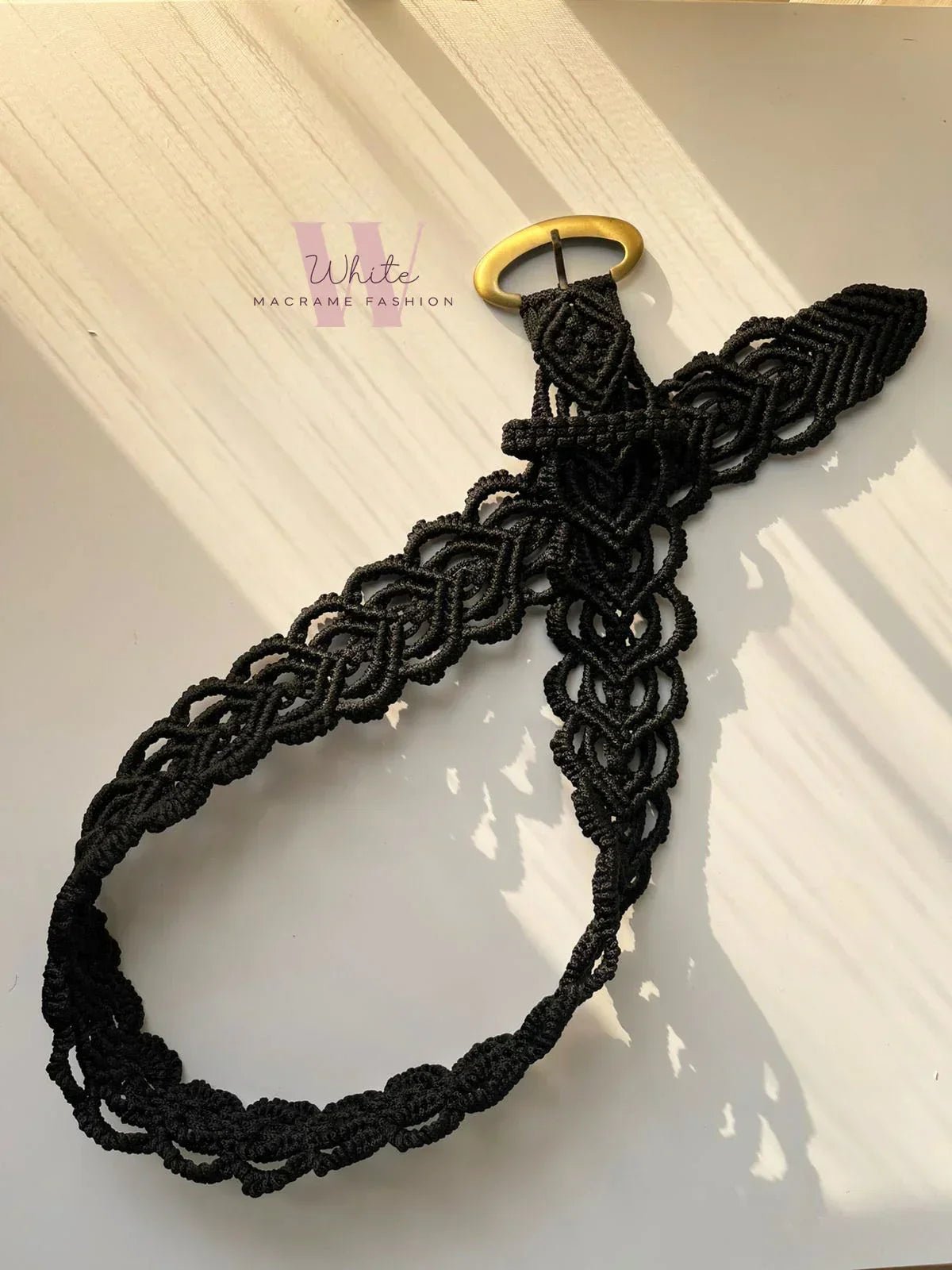 Black Macrame belt - White Fashion - Babazzaro