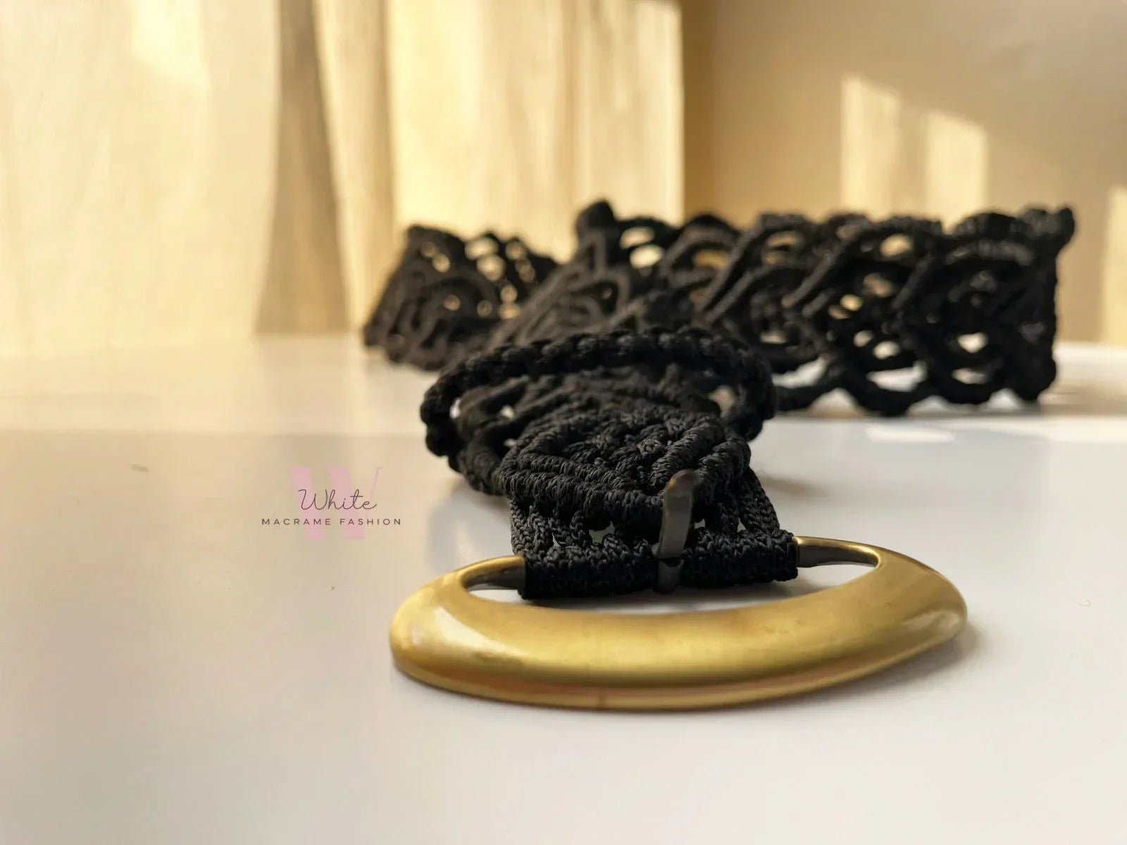 Black Macrame belt - White Fashion - Babazzaro