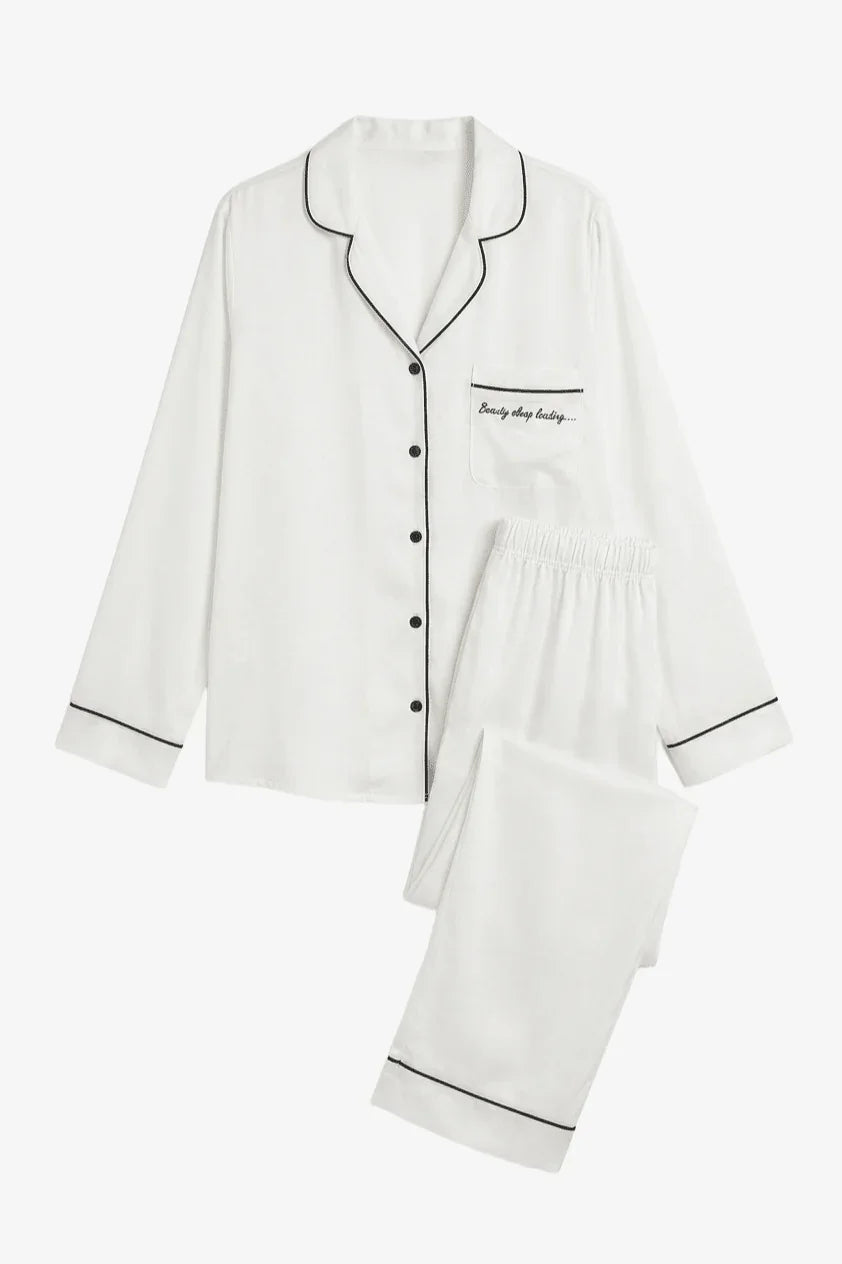 Black Piping Pyjama Set - Carina - Babazzaro