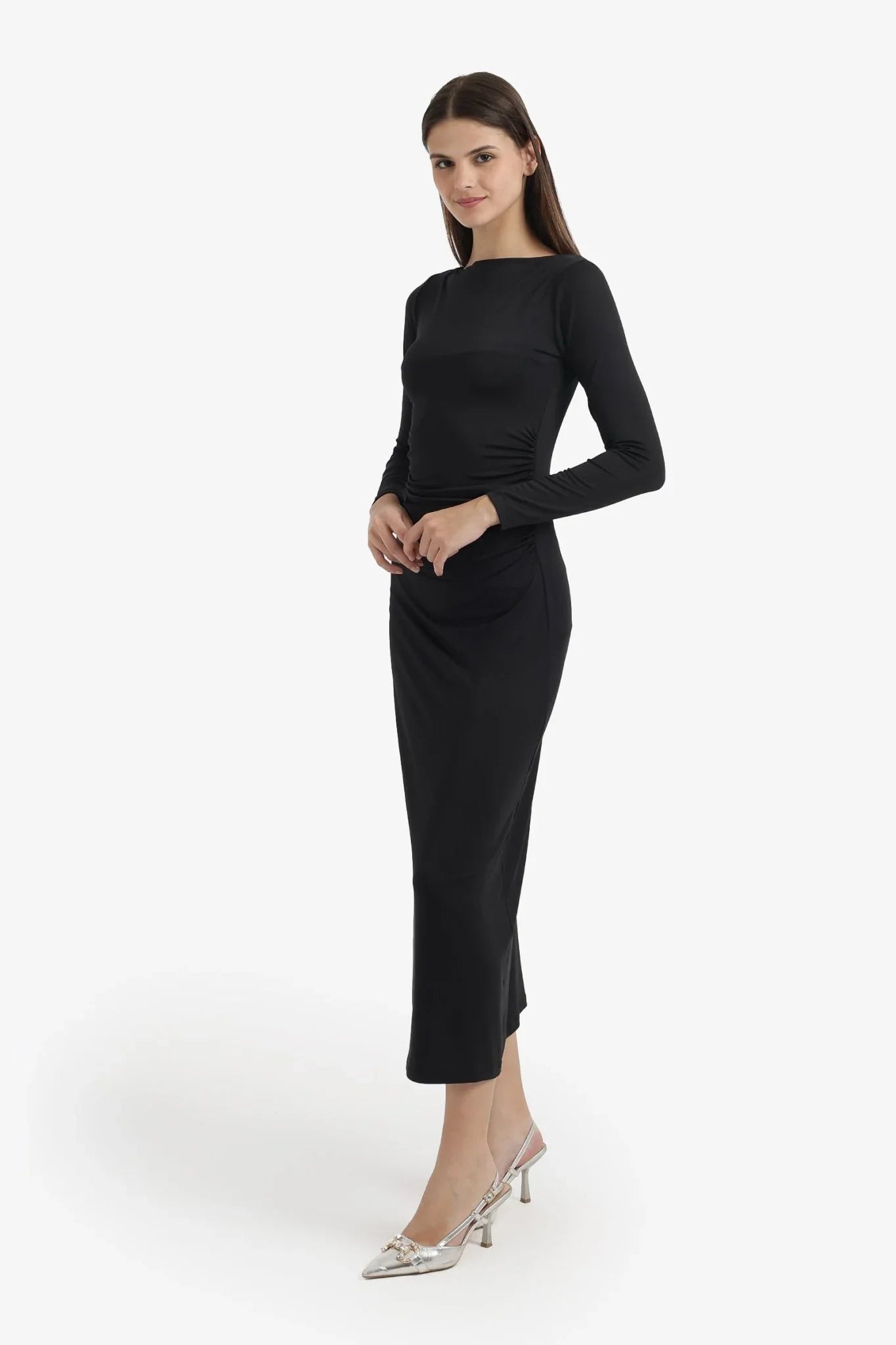 Boat Neck Slim Dress - Clue - Babazzaro