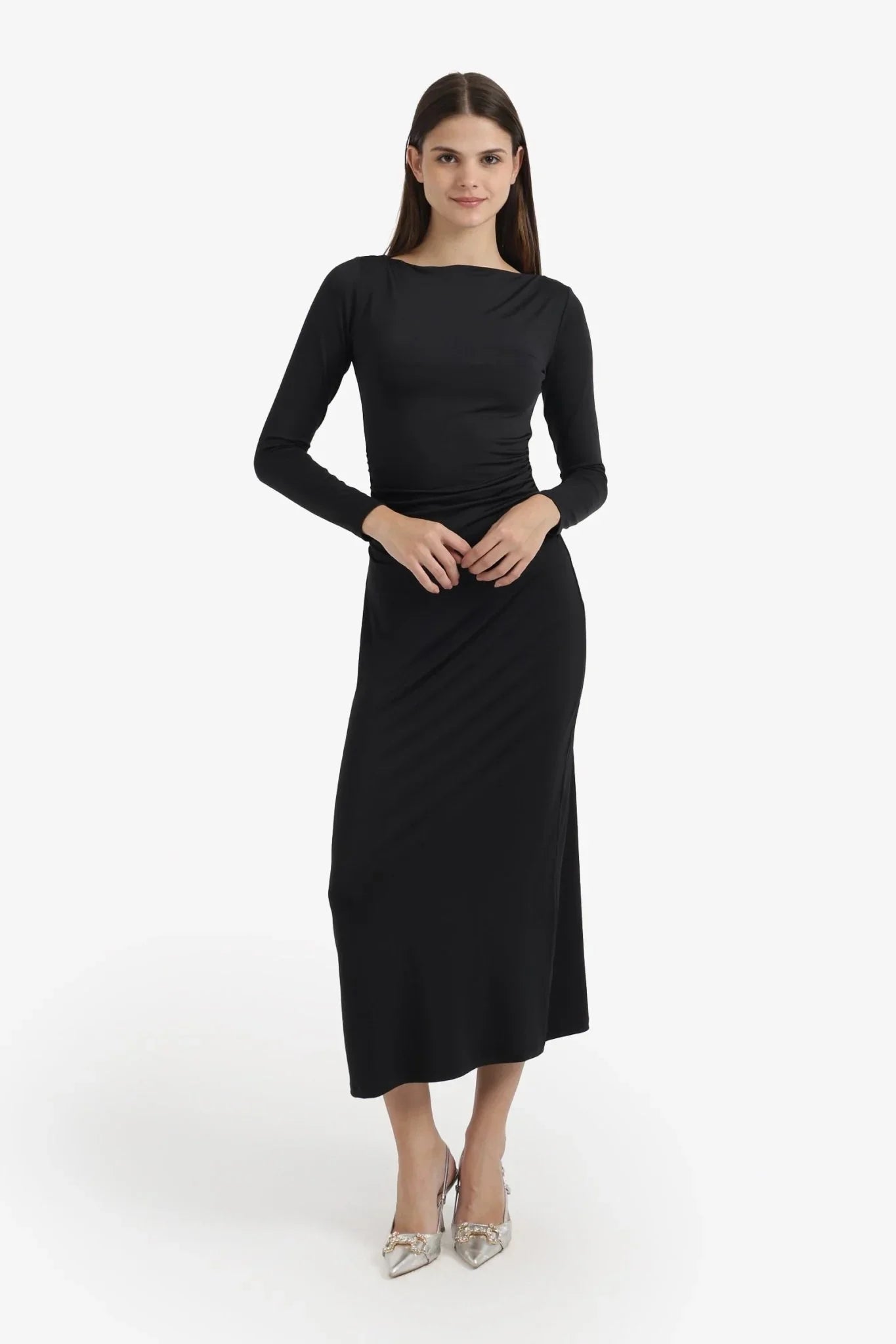 Boat Neck Slim Dress - Clue - Babazzaro