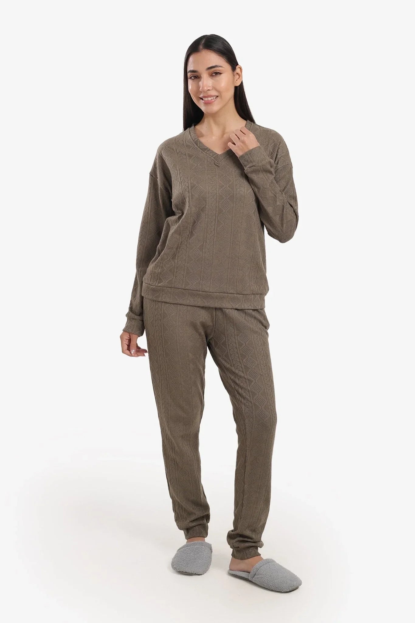 Cable Knit Pattern Pyjama Set - Carina - Babazzaro