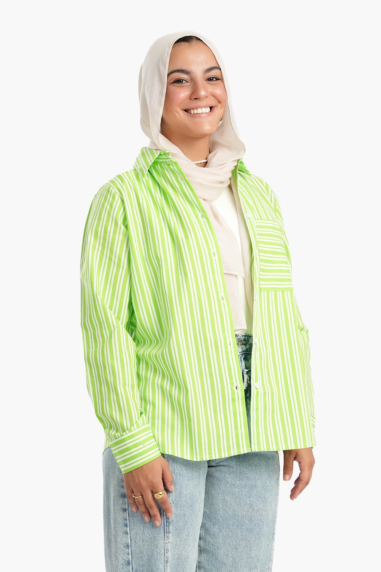 Clue - Lime Shirt with White Stripes 1