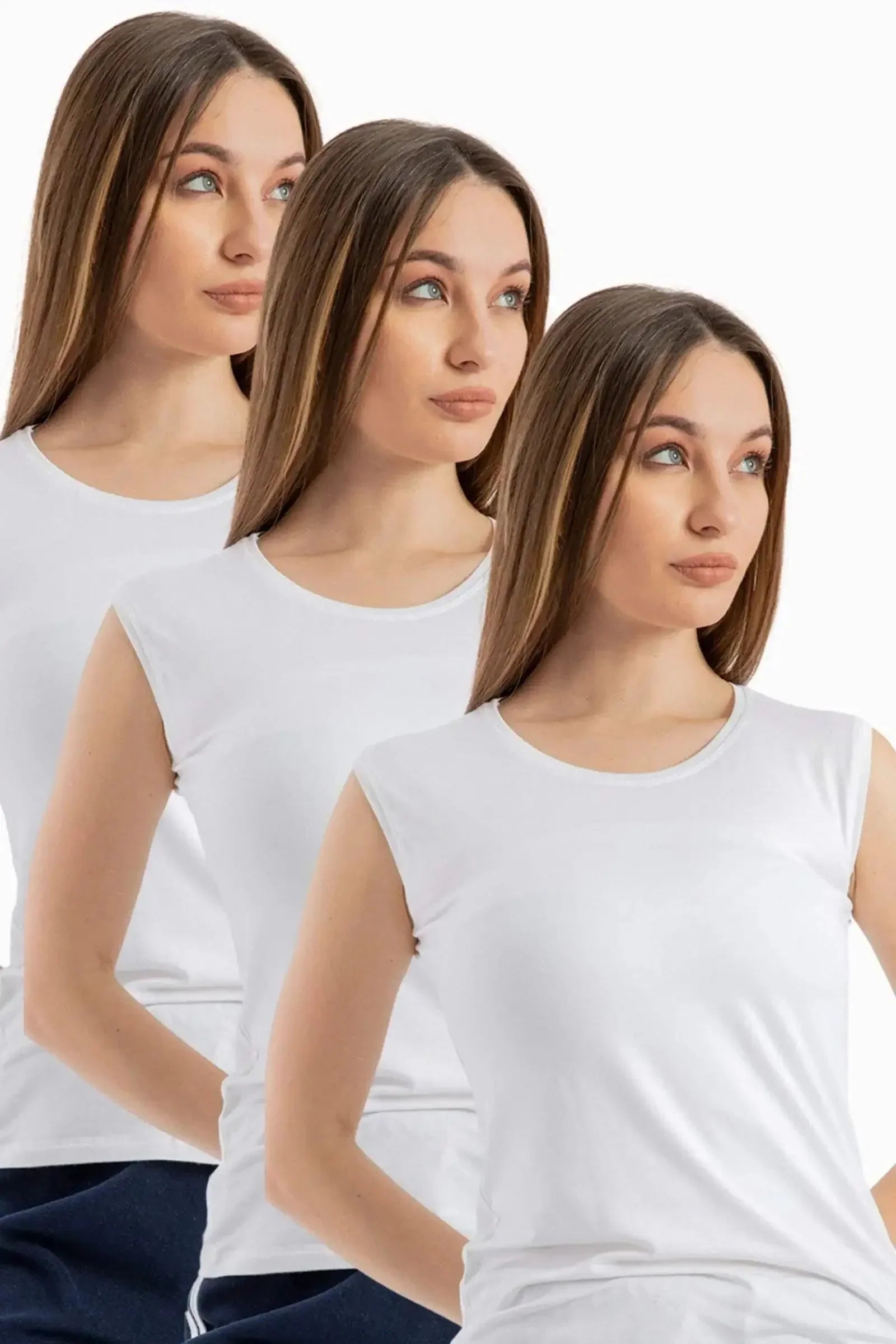 Carina - Crew Neck Seamless Microfiber Sleeveless Top Pack of 3 3