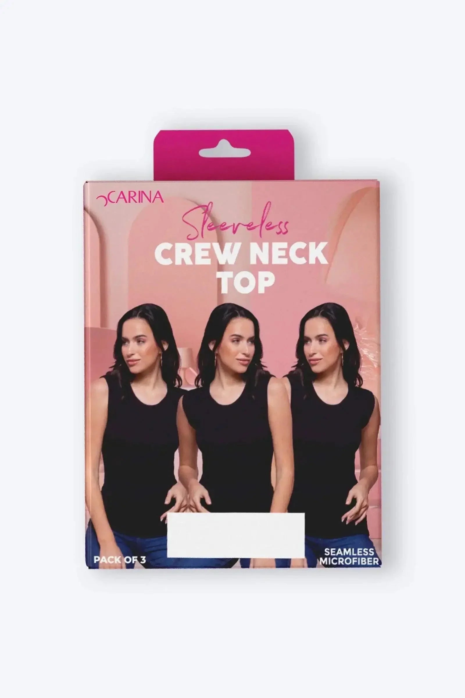 Carina - Crew Neck Seamless Microfiber Sleeveless Top Pack of 3 8