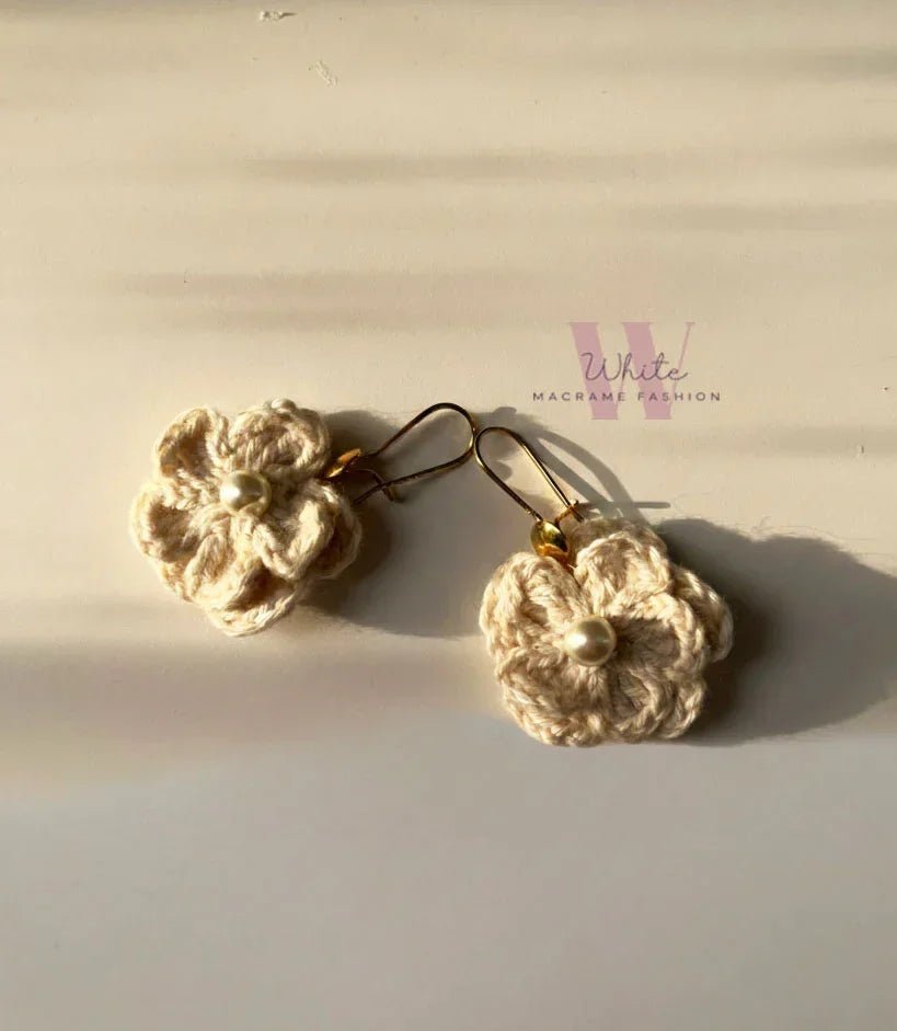 Crochet earings in off - white - White Fashion - Babazzaro