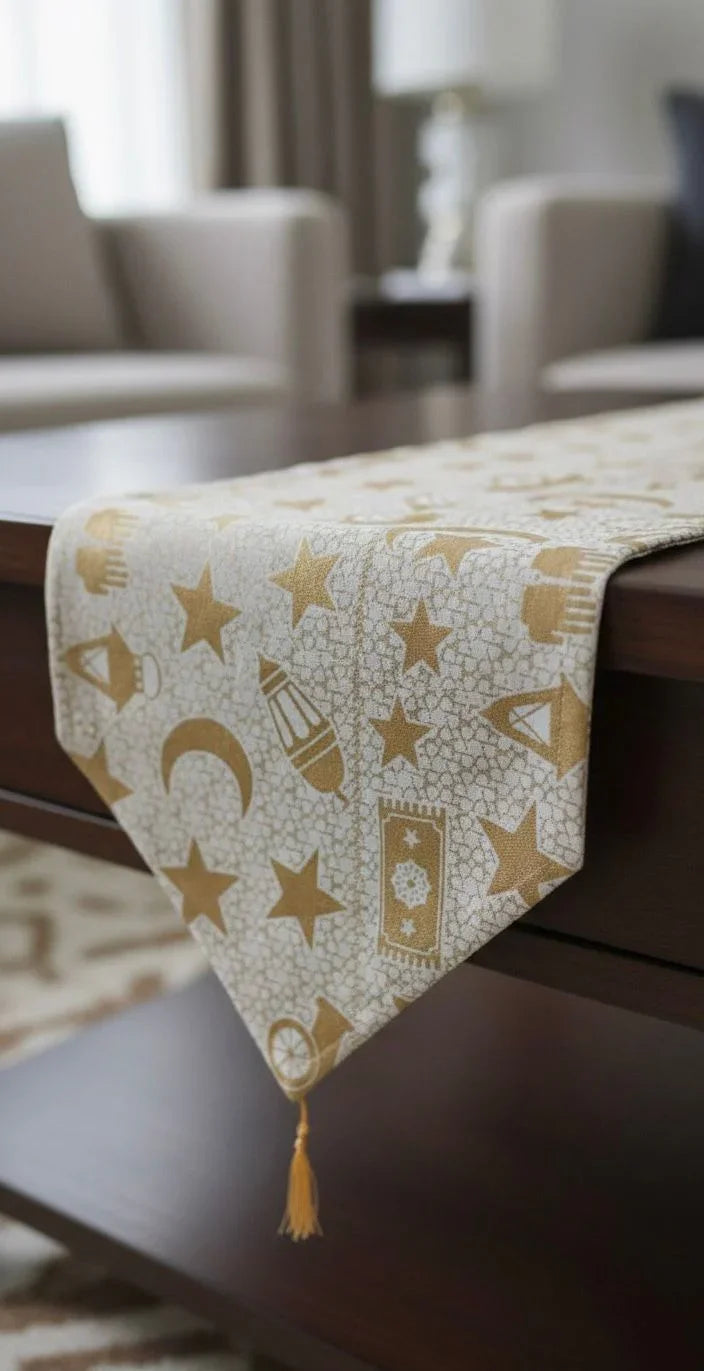 Lavender - Linen runner with Ramadan pattern print 3