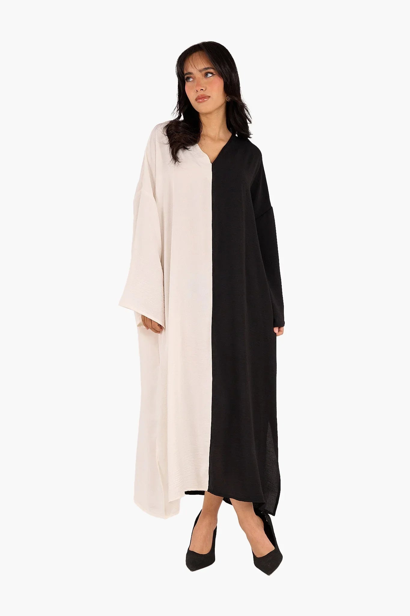 Dual Tone V - Neck Dress - Clue - Babazzaro
