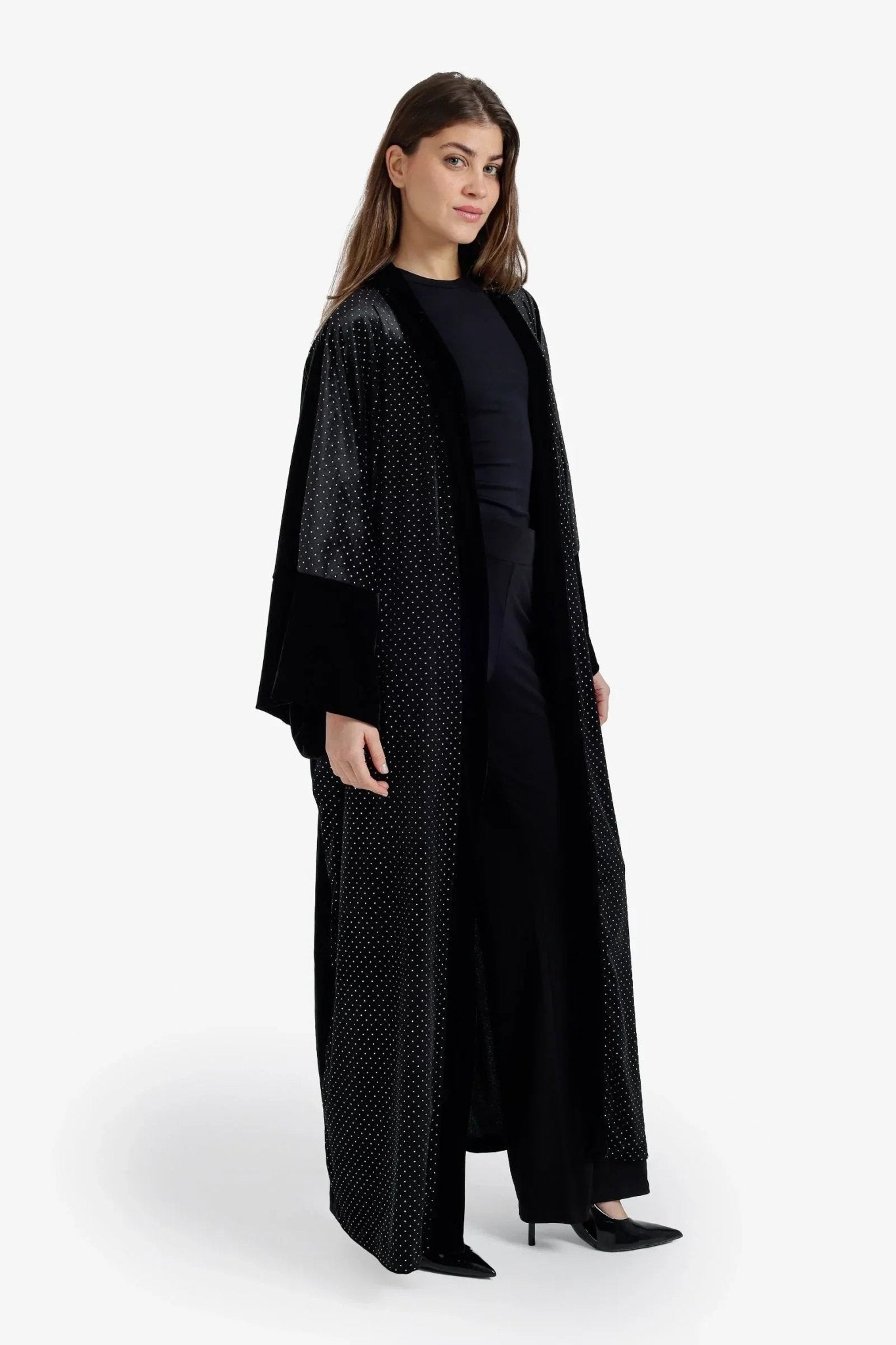 Embellished Velvet Maxi Kimono - Carina - Babazzaro