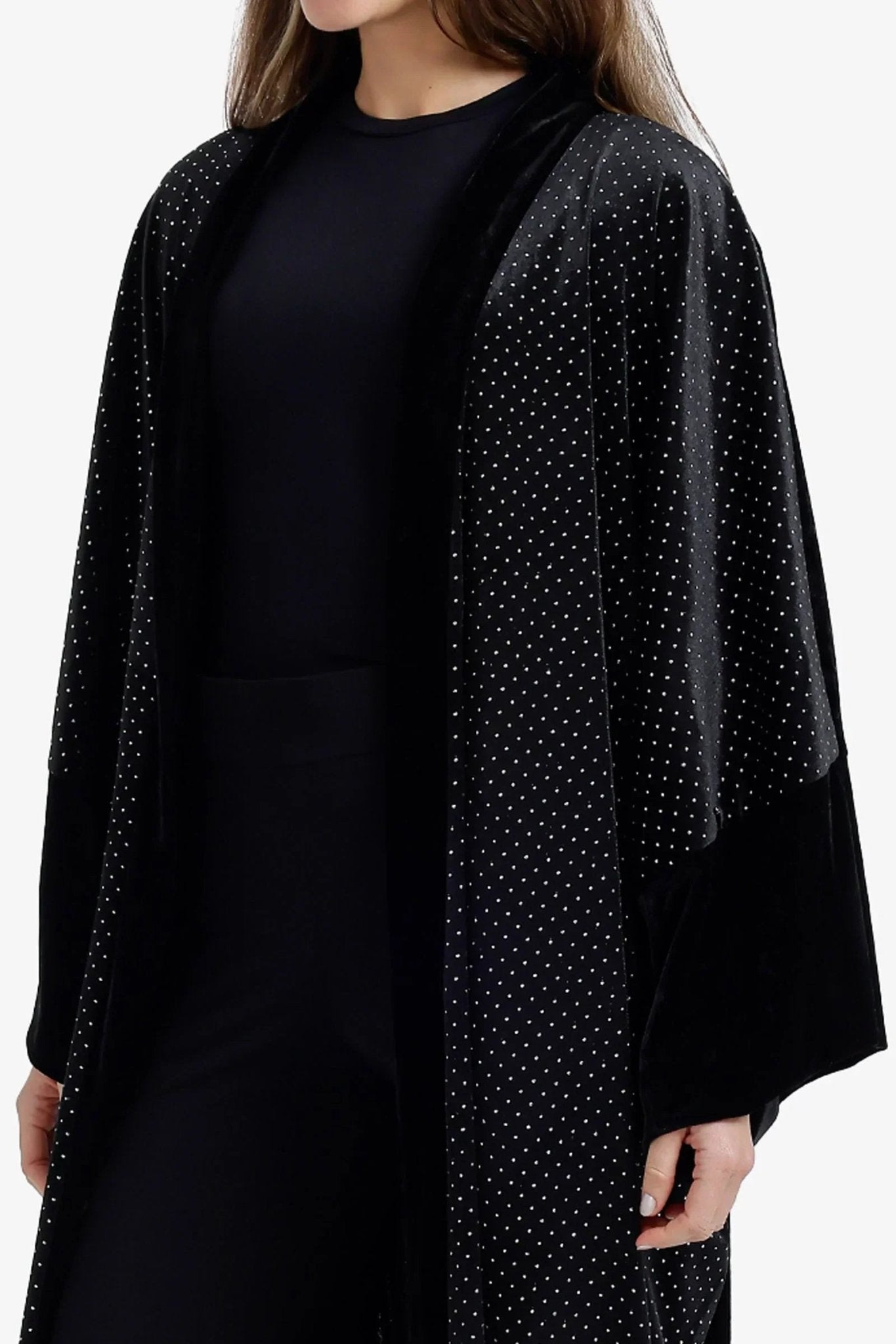 Embellished Velvet Maxi Kimono - Carina - Babazzaro