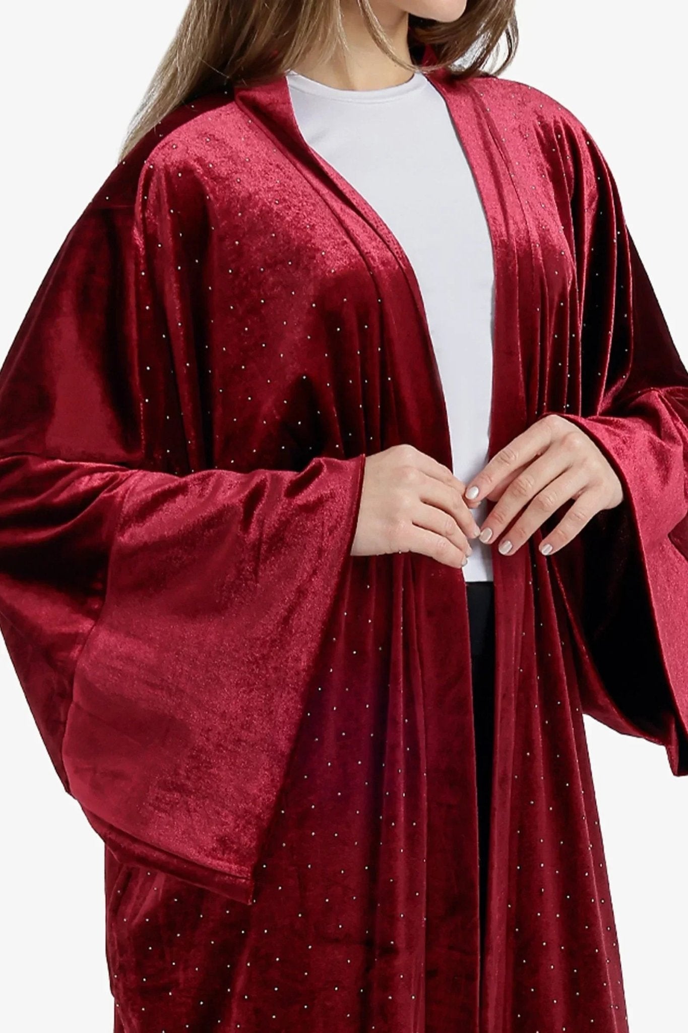 Embellished Velvet Maxi Kimono - Carina - Babazzaro