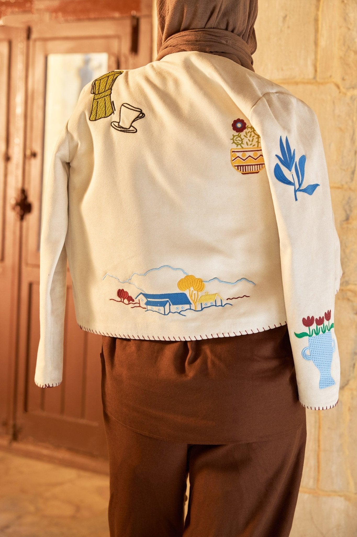 Embroidered Cropped Cardigan - Clue - Babazzaro