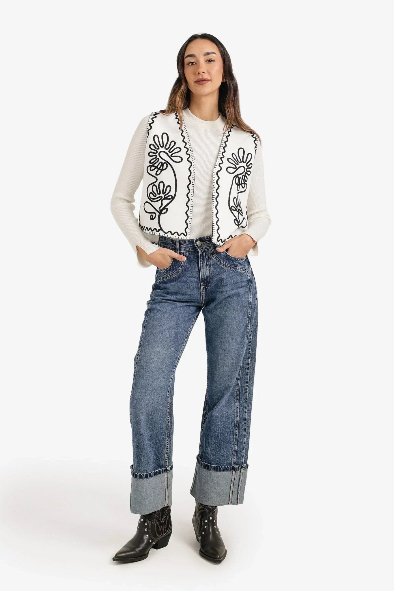 Embroidered Open Vest - Carina - Babazzaro