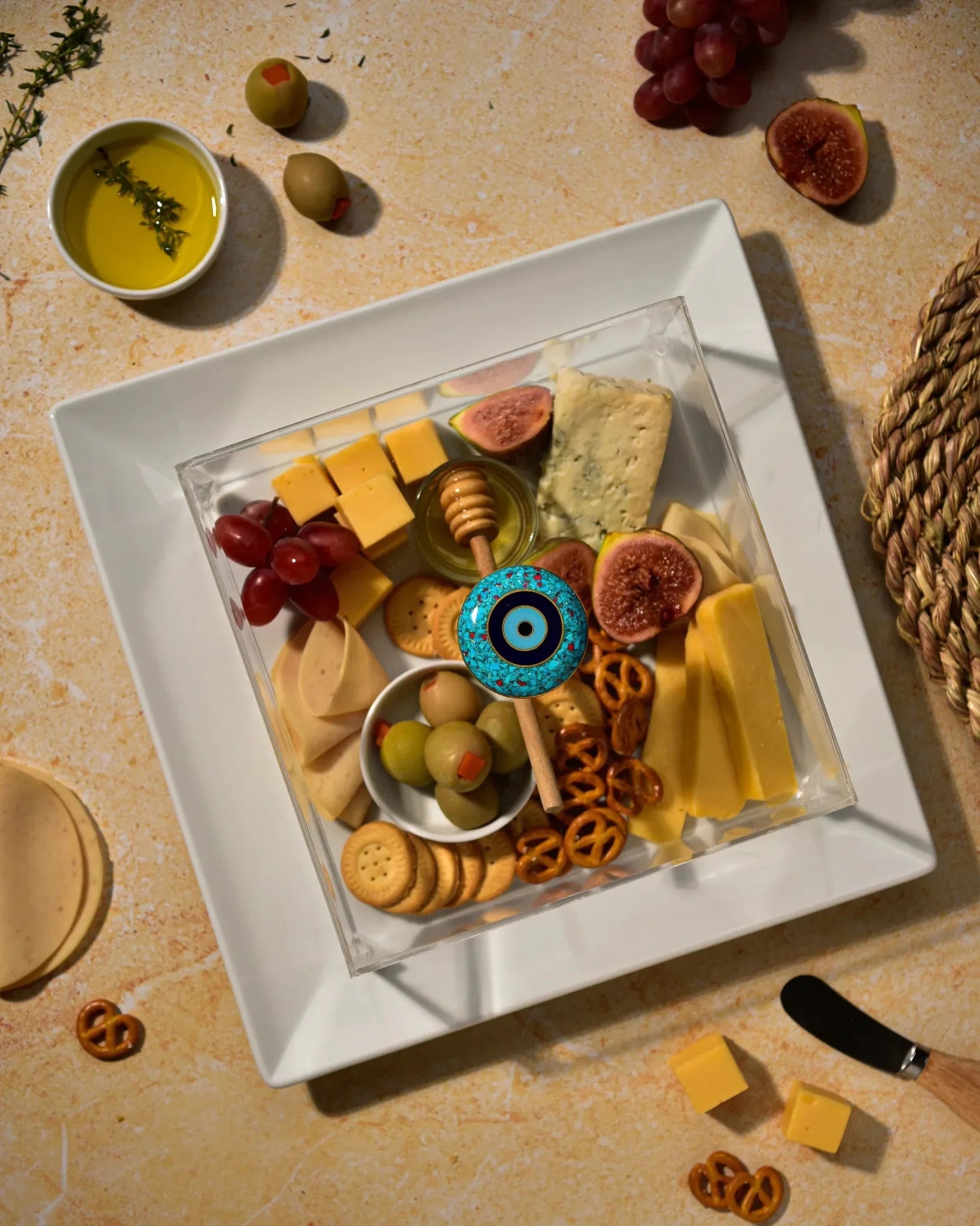 Eyeline Squared porcelain serving plate 1 - Rechote - Babazzaro