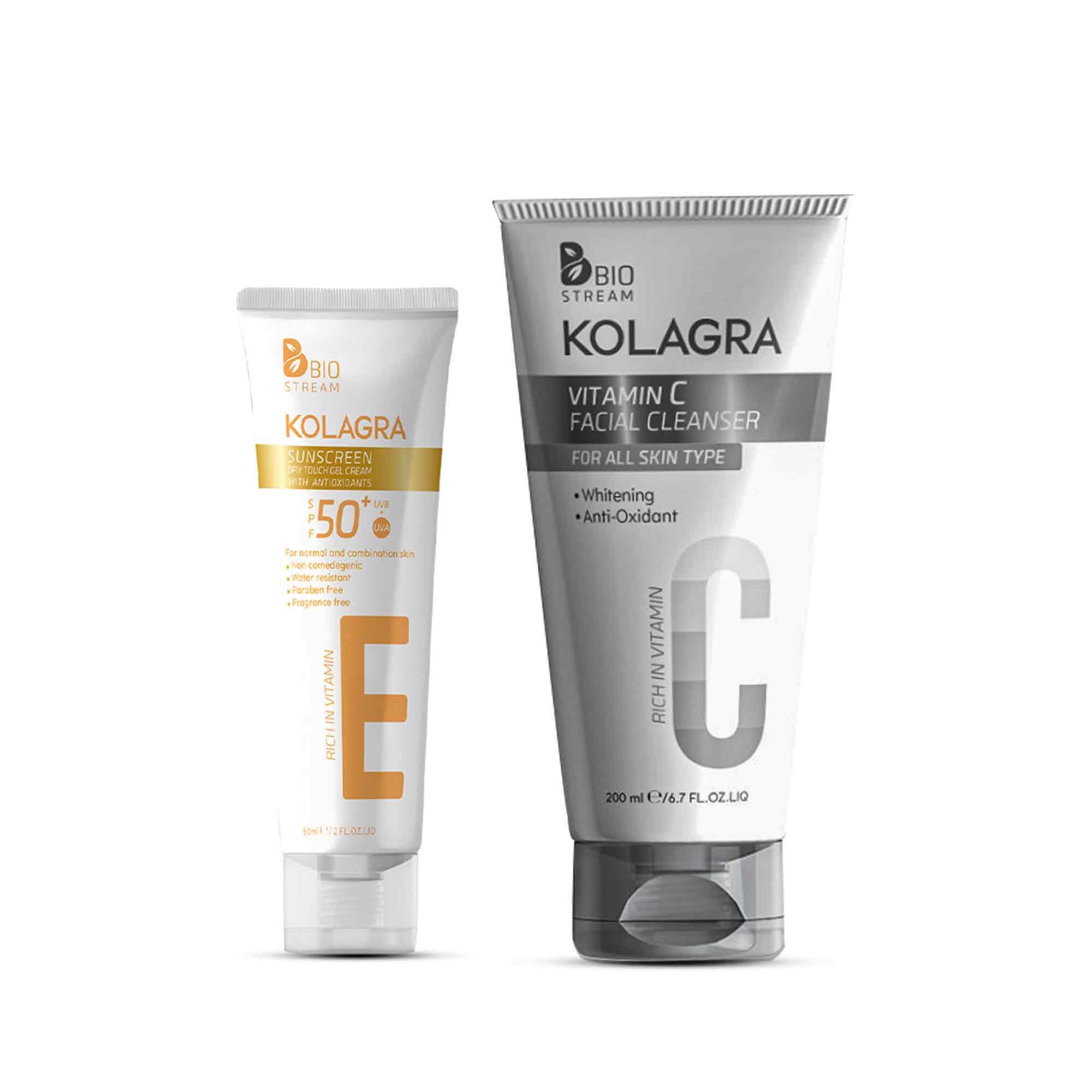 Biostream - Kolagra Multicoloroffer sun screen gel cream +Facial wash vitamin c 1