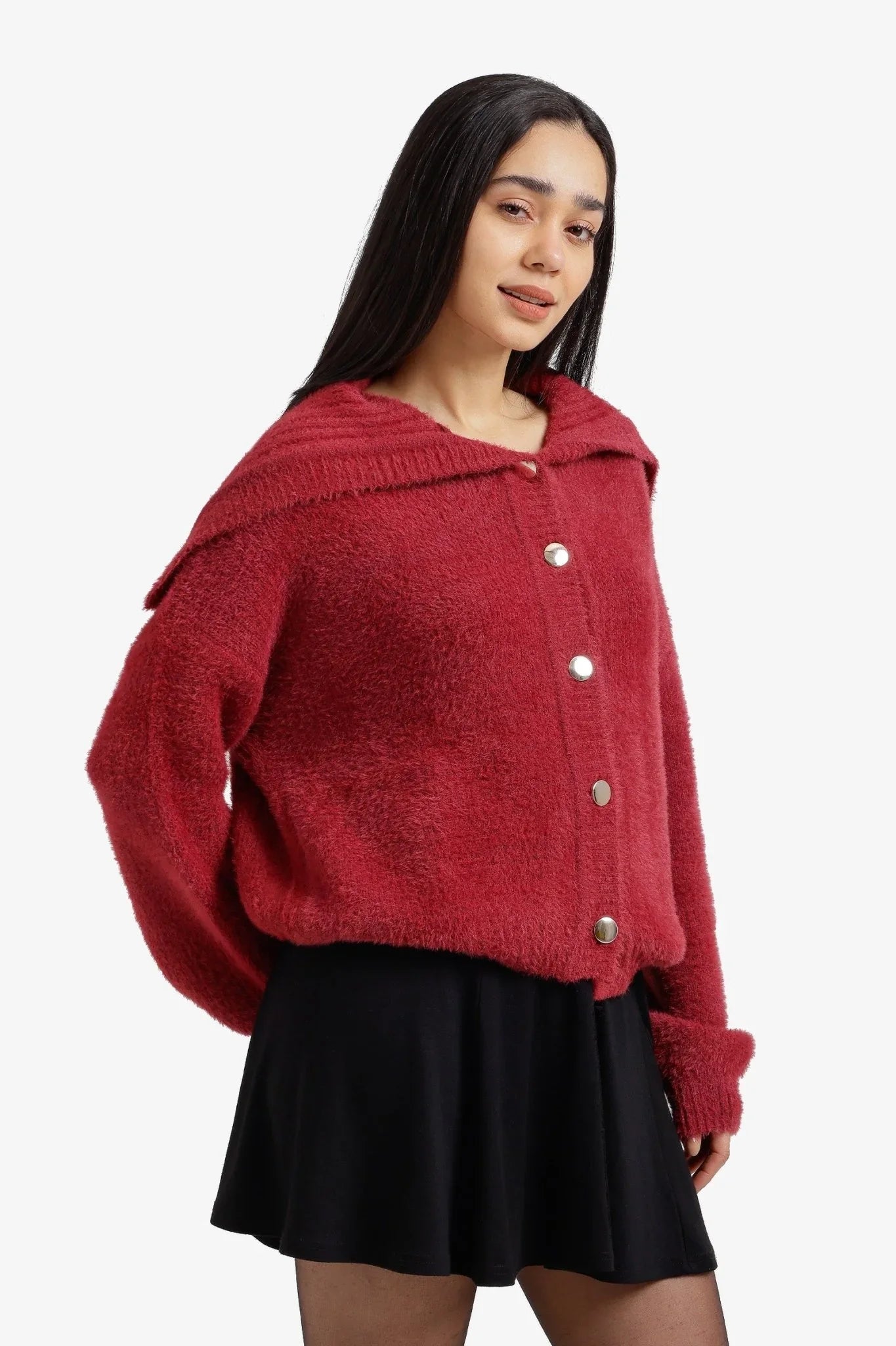 Fold - Over Collar Cardigan - Clue - Babazzaro