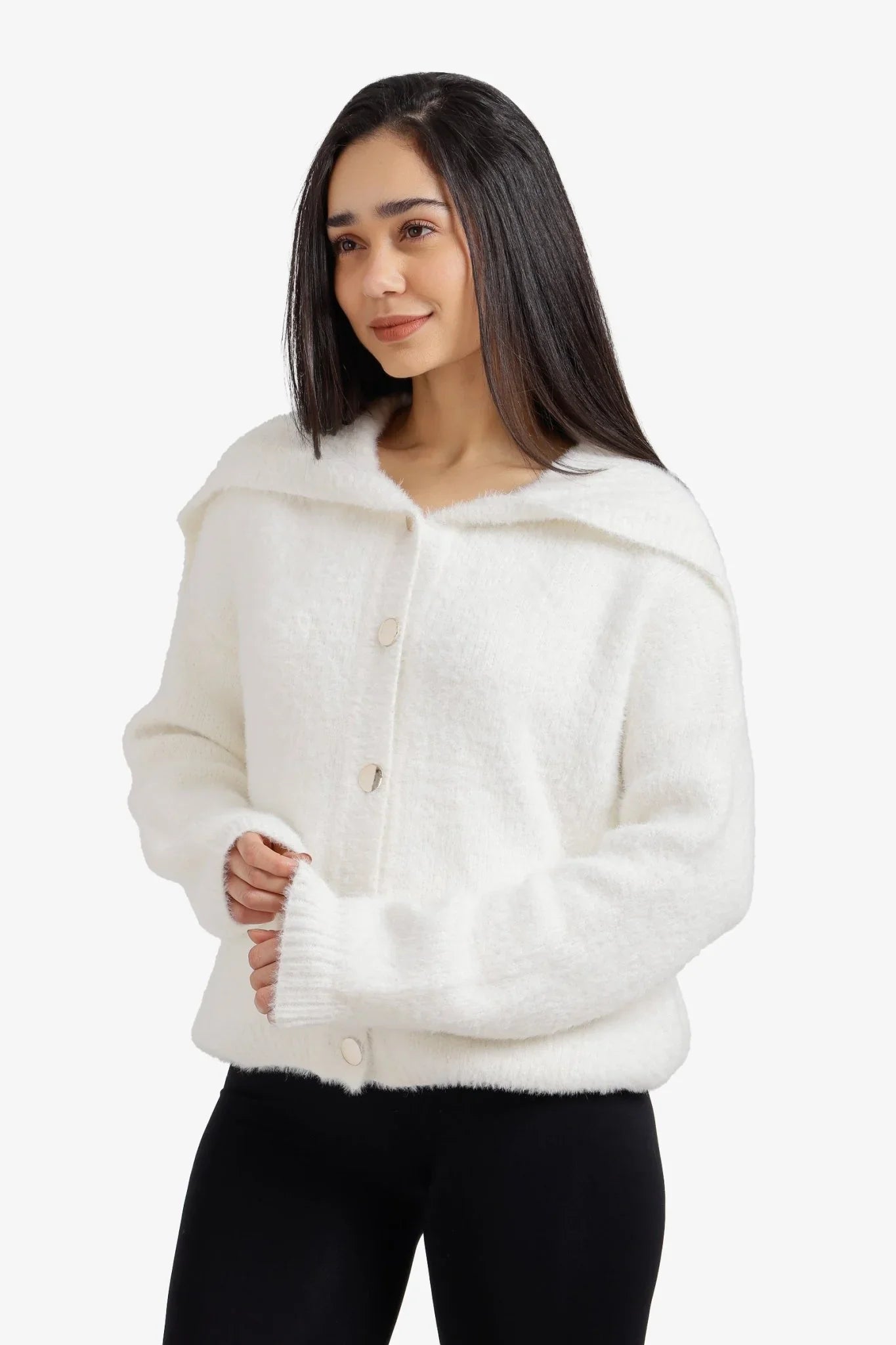 Fold - Over Collar Cardigan - Clue - Babazzaro