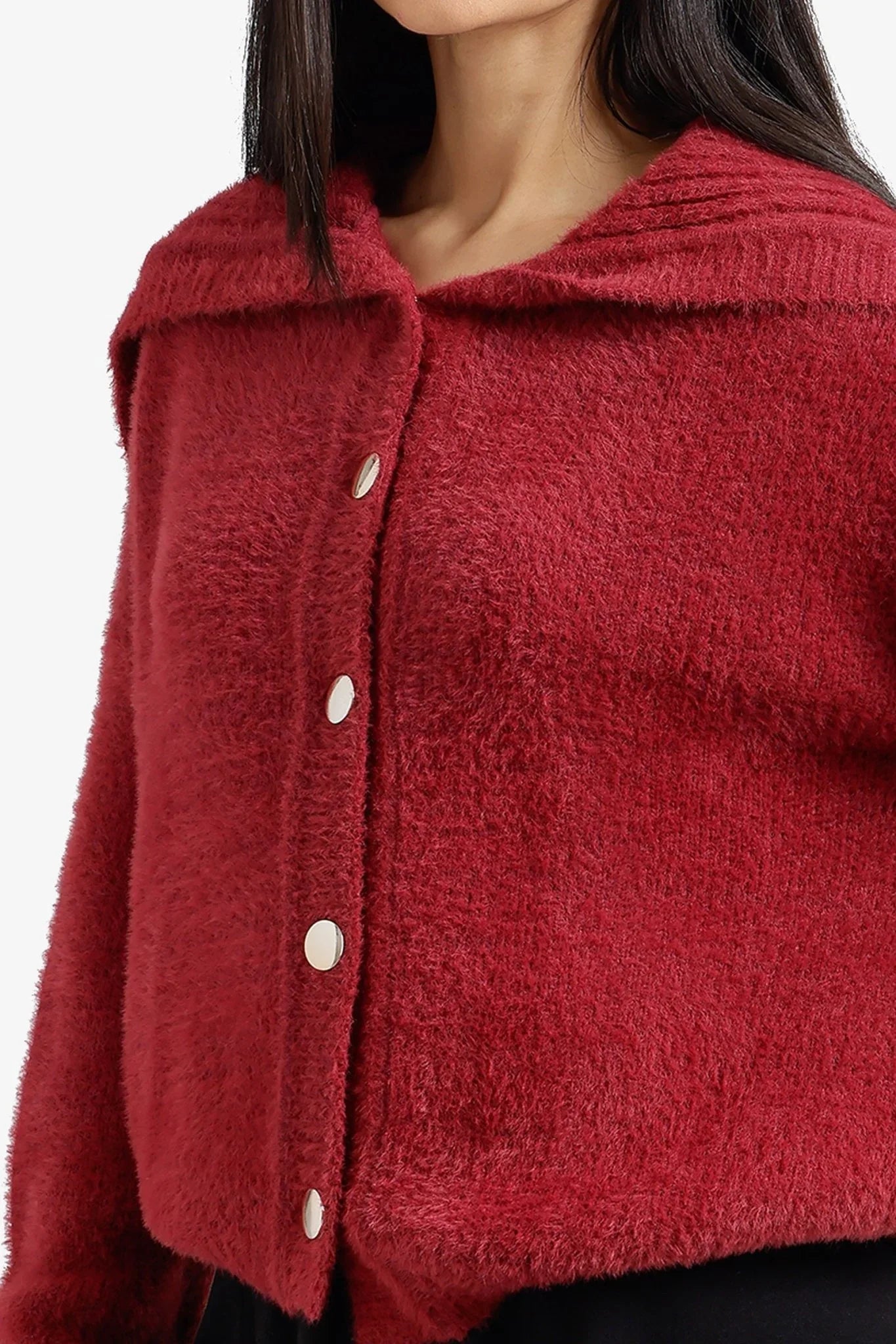Fold - Over Collar Cardigan - Clue - Babazzaro