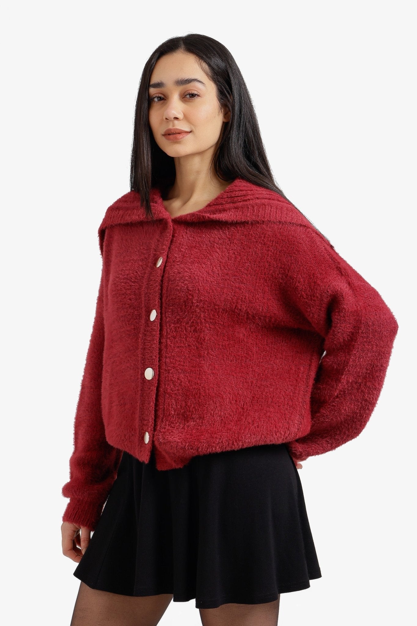 Fold - Over Collar Cardigan - Clue - Babazzaro