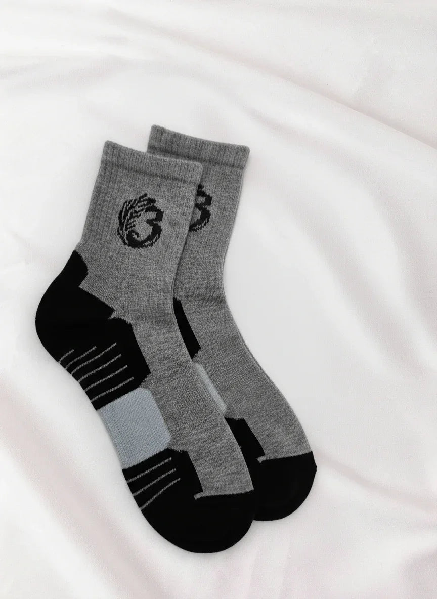 3 Feathers - Men Sports High Ankle Cotton Socks Half Terry Cushion 1