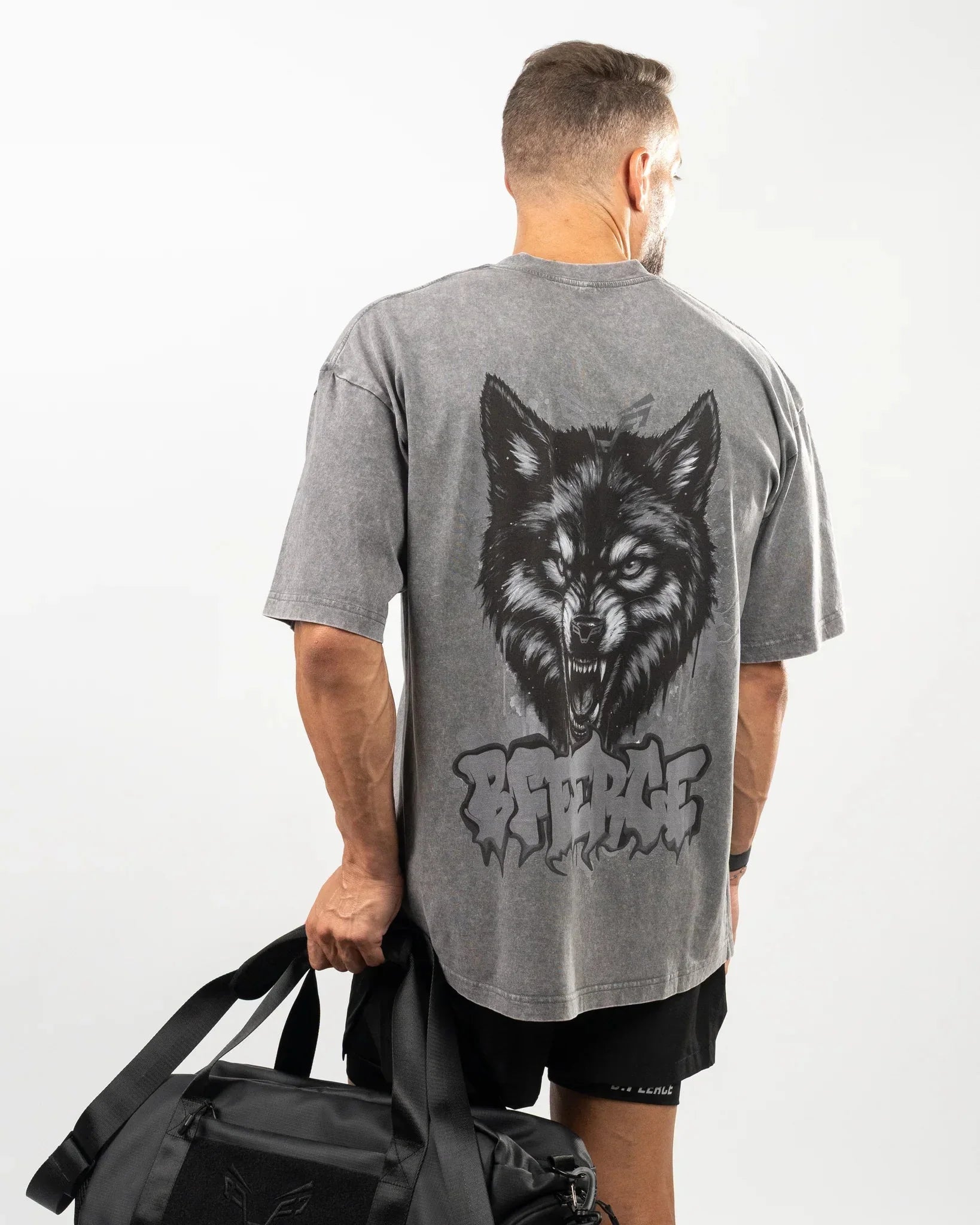Grey Wolf Design Oversized T-Shirt Men - Bfeerce - Babazzaro