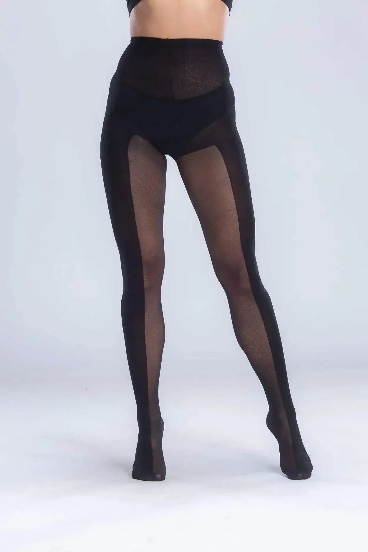 Carina - Half Sheer Half Opaque Pantyhose 2