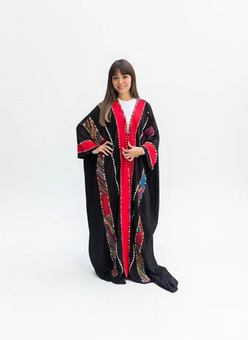 Handmade Embroidery Black Kaftan - Urbantique - Babazzaro