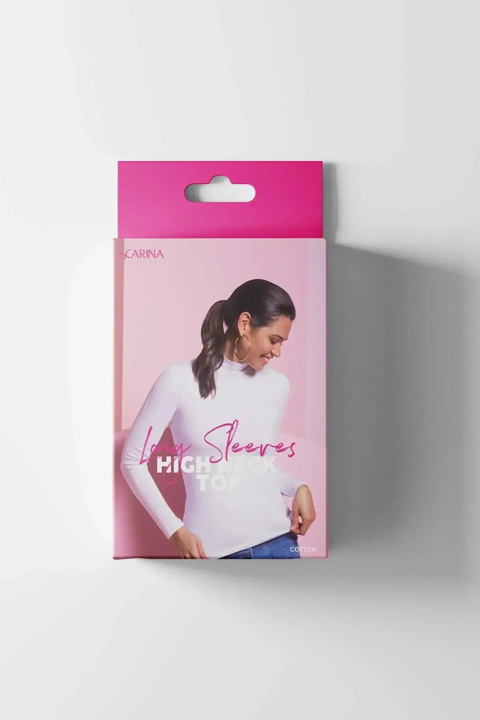 Carina - High Neck Long Sleeve Cotton Top - Pack of 3 4