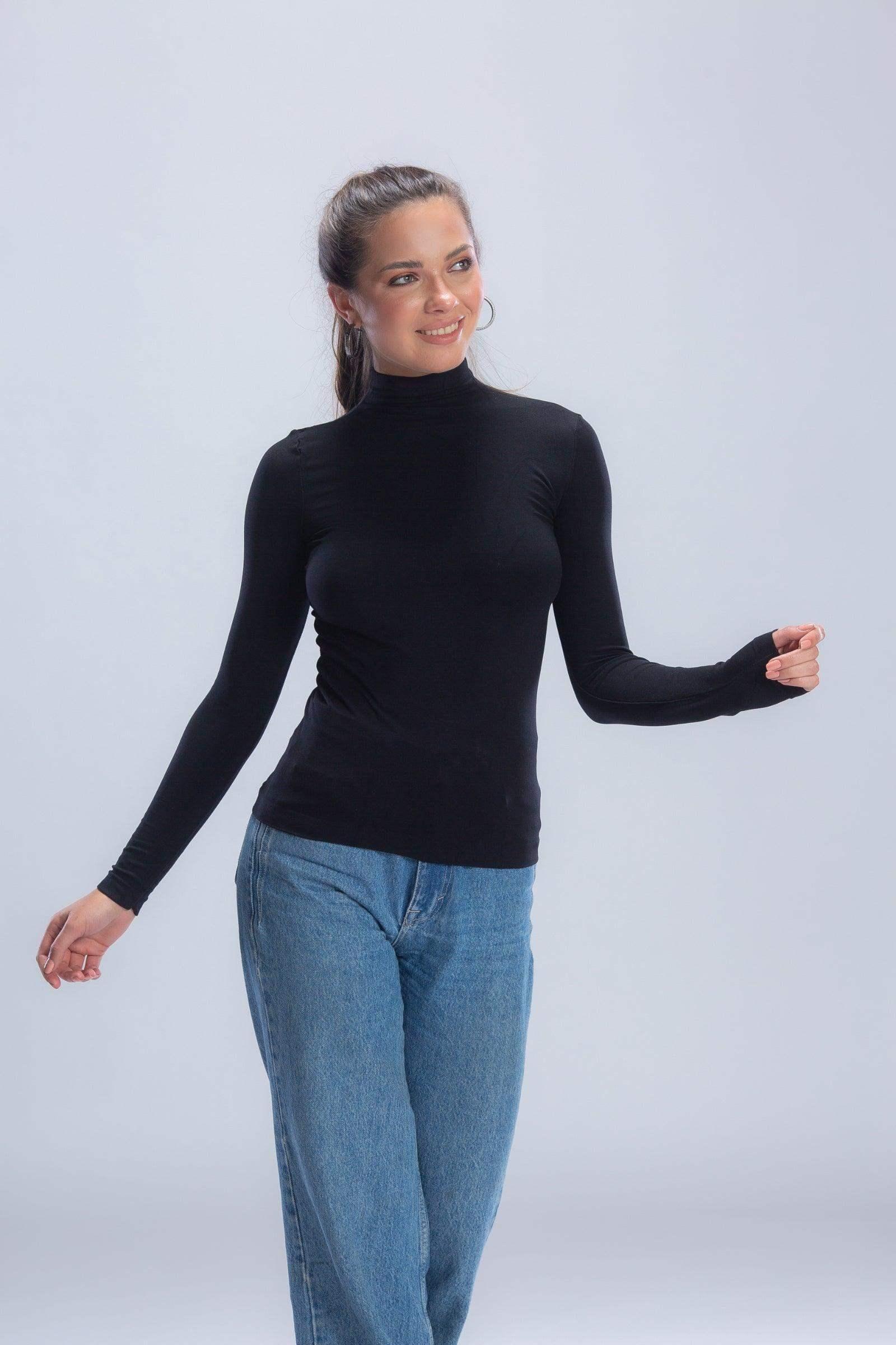 Carina - High Neck Long Sleeve Top 1