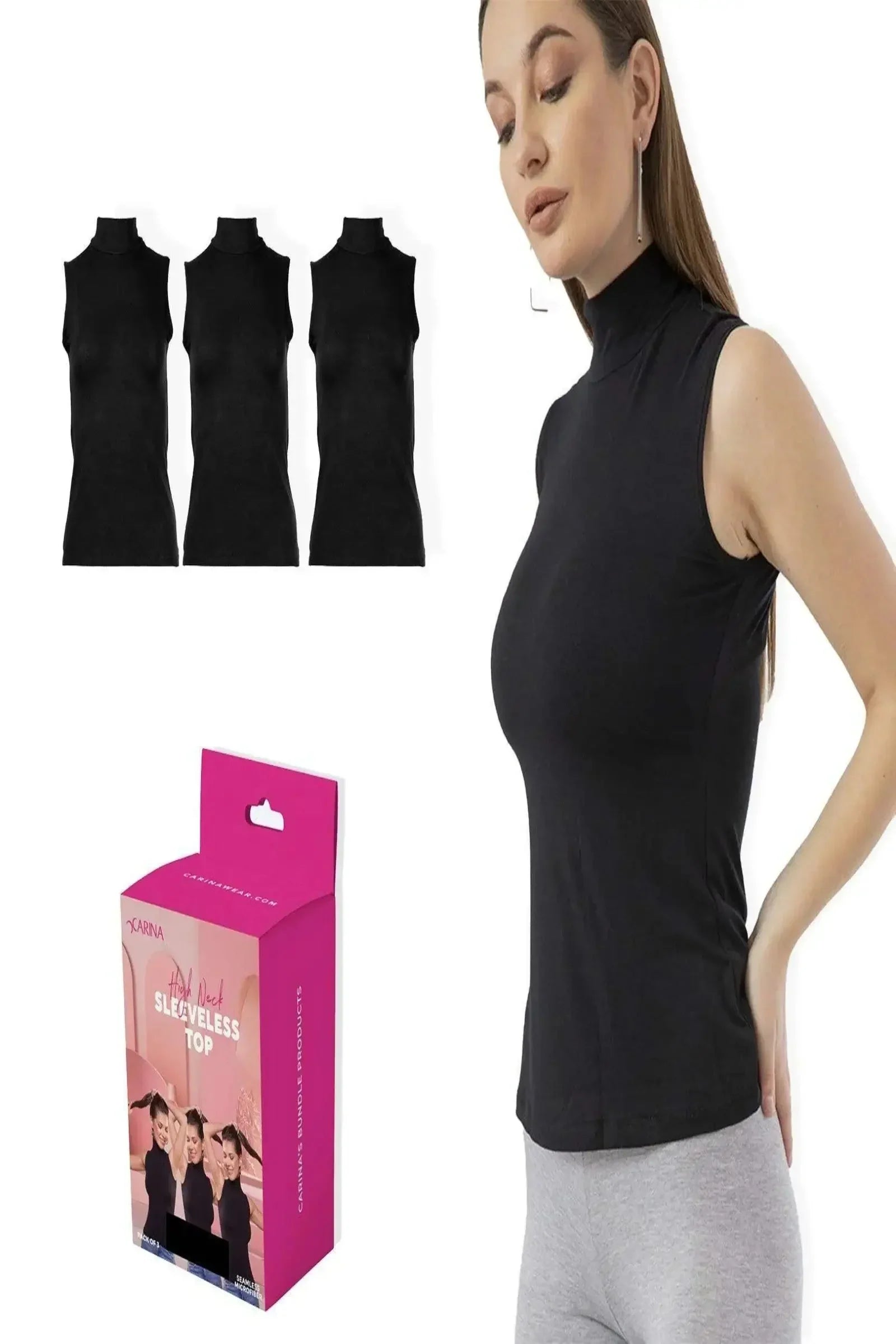 Carina - High Neck Seamless Viscose Sleeveless Top Pack of 3 1