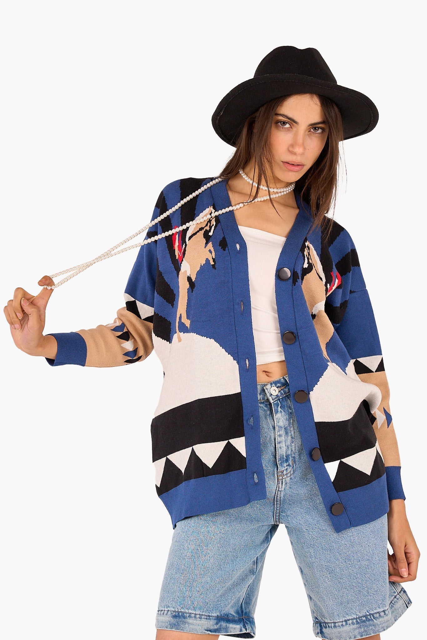 Horse Printed Cardigan - Clue - Babazzaro