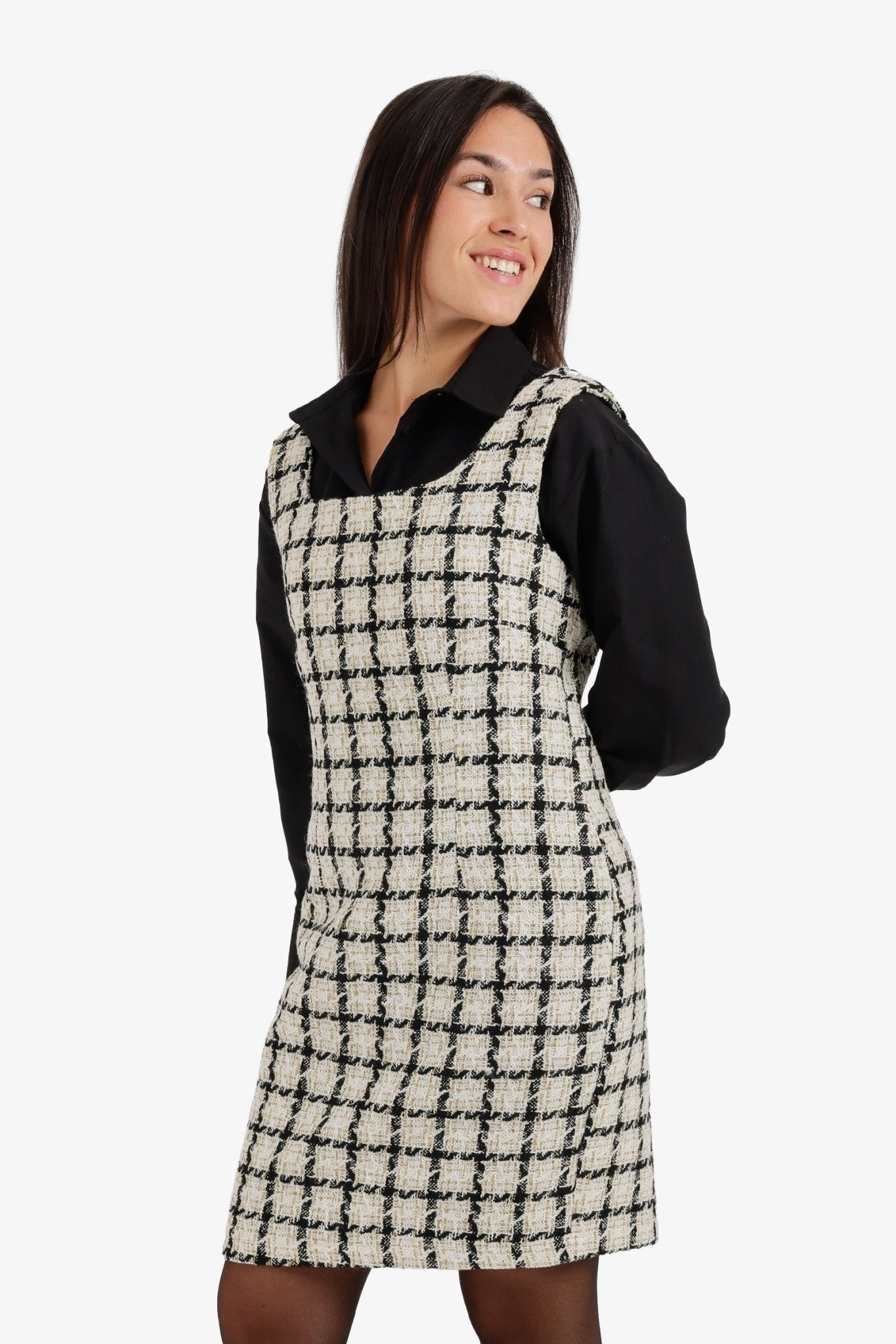 Houndstooth Sleeveless Dress - Clue - Babazzaro