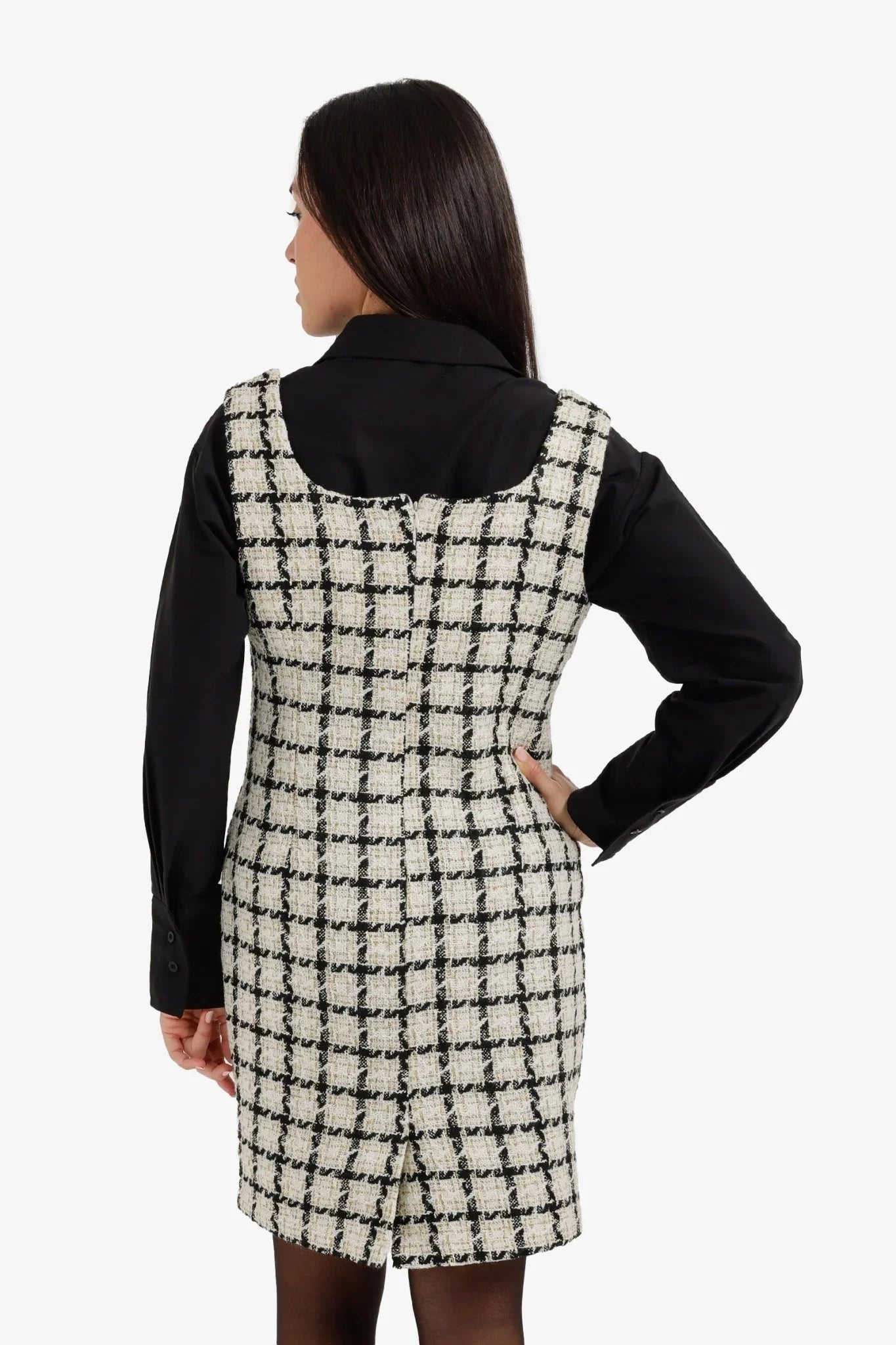 Houndstooth Sleeveless Dress - Clue - Babazzaro
