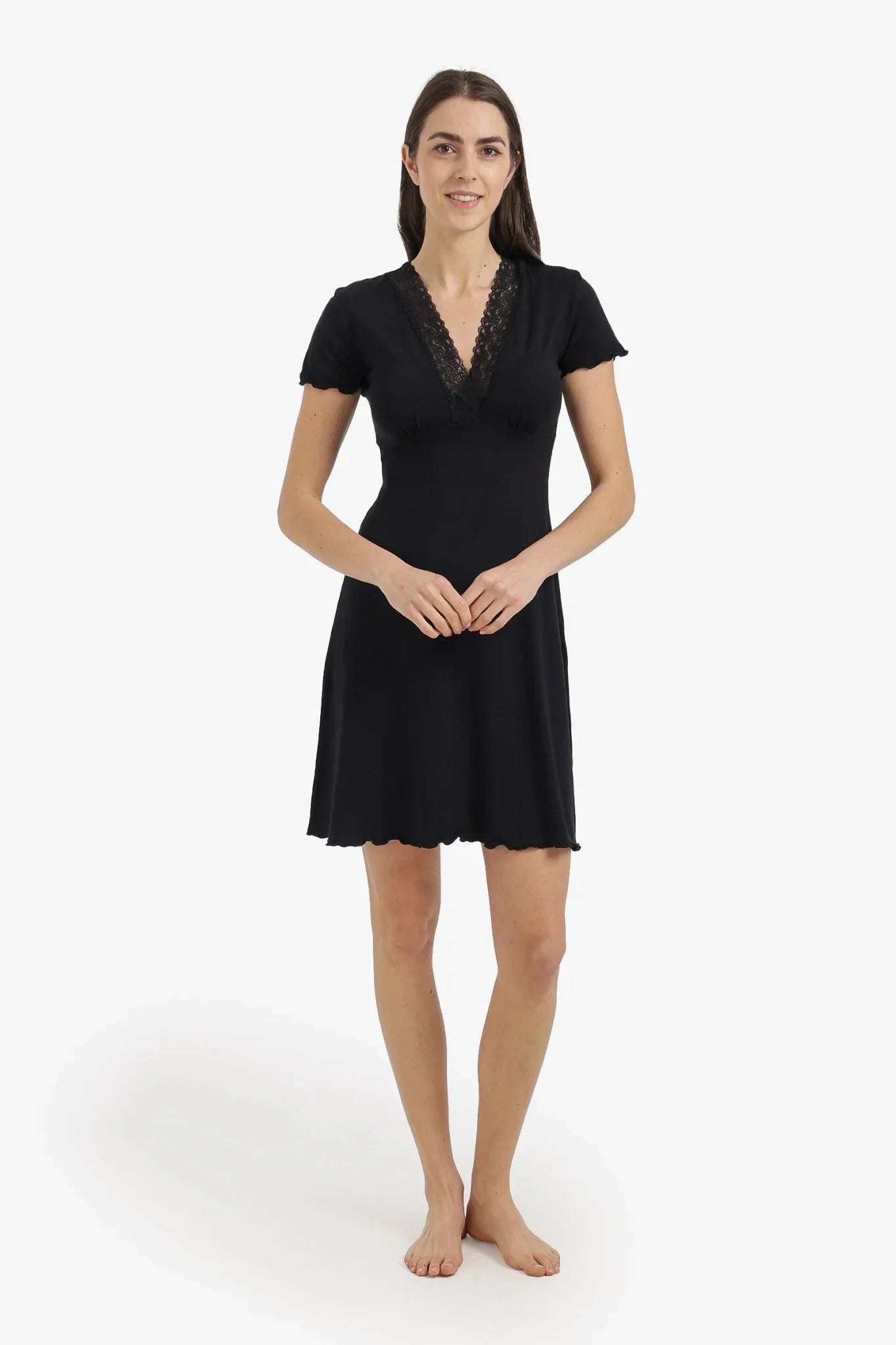 Lace V - Neck Nightgown - Carina - Babazzaro
