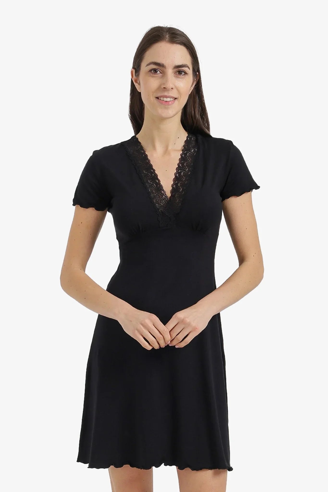 Lace V - Neck Nightgown - Carina - Babazzaro