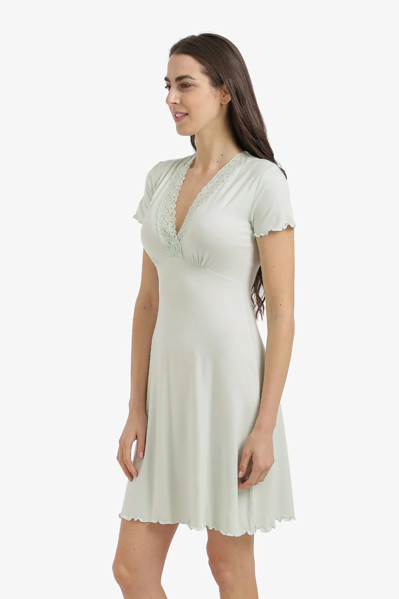 Lace V - Neck Nightgown - Carina - Babazzaro