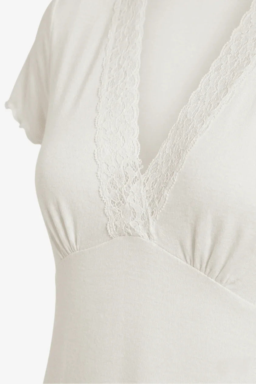 Lace V - Neck Nightgown - Carina - Babazzaro