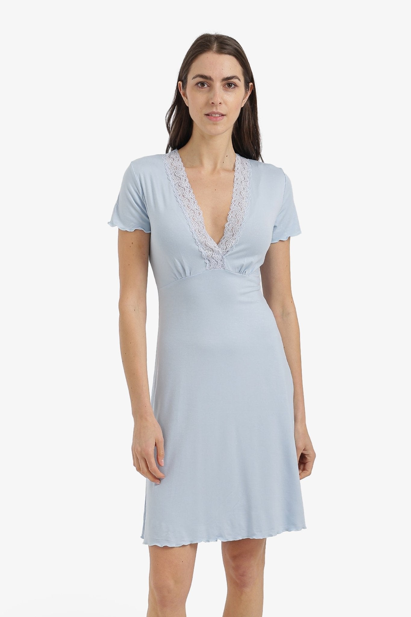 Lace V - Neck Nightgown - Carina - Babazzaro