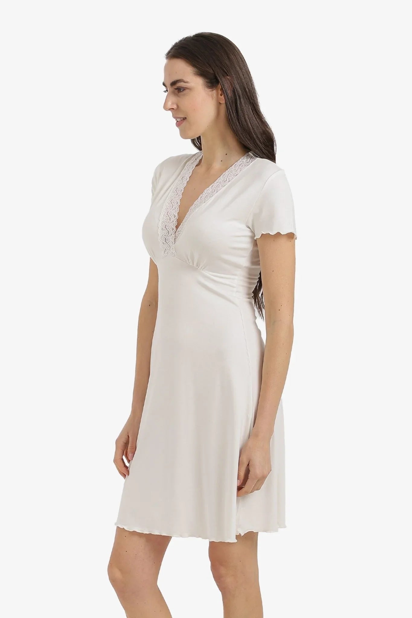 Lace V - Neck Nightgown - Carina - Babazzaro