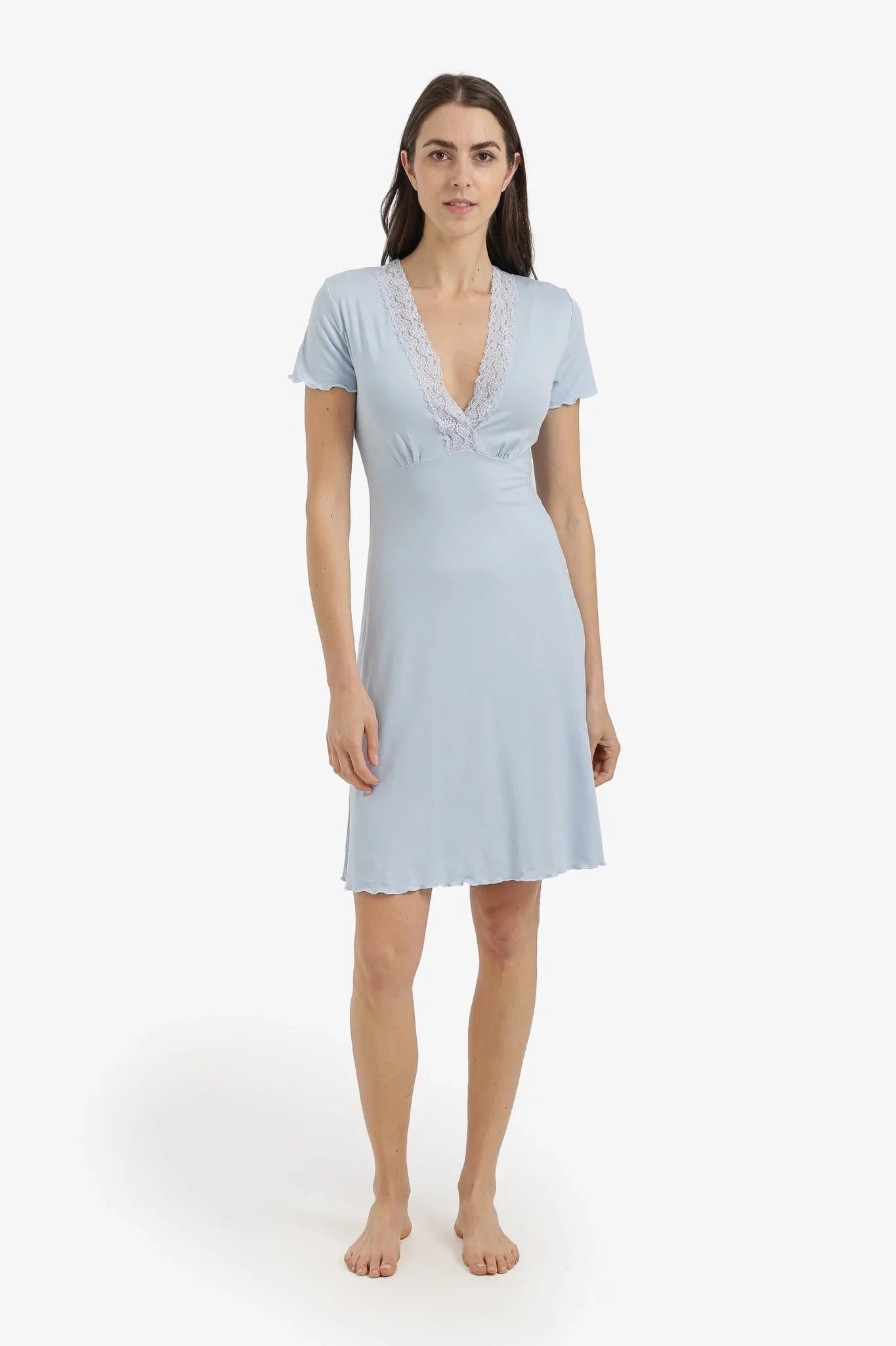 Lace V - Neck Nightgown - Carina - Babazzaro